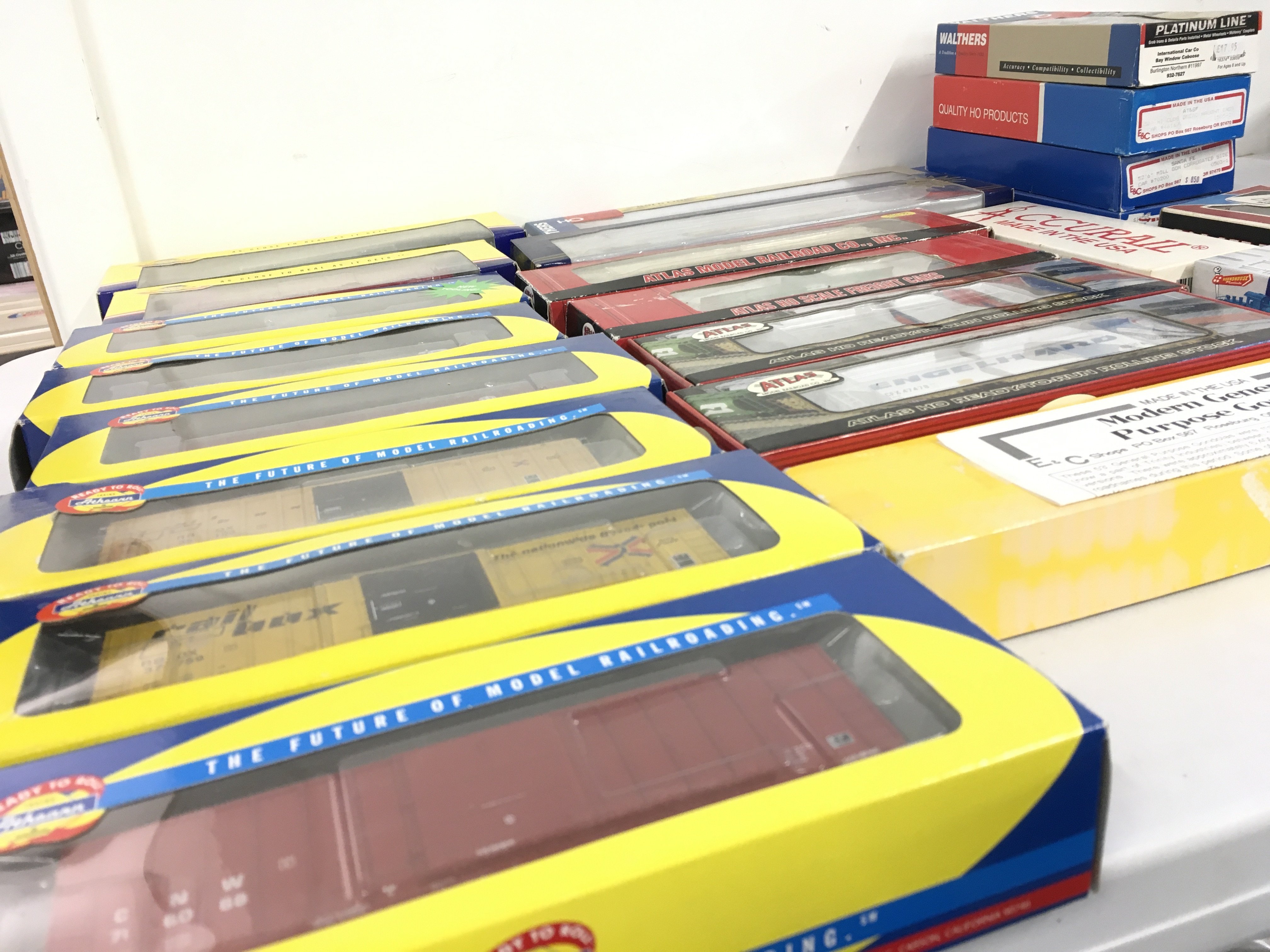 A collection of boxed HO gauge railway rolling stock including kits and ready to roll by Athearn..Atlas etc. no reserve.