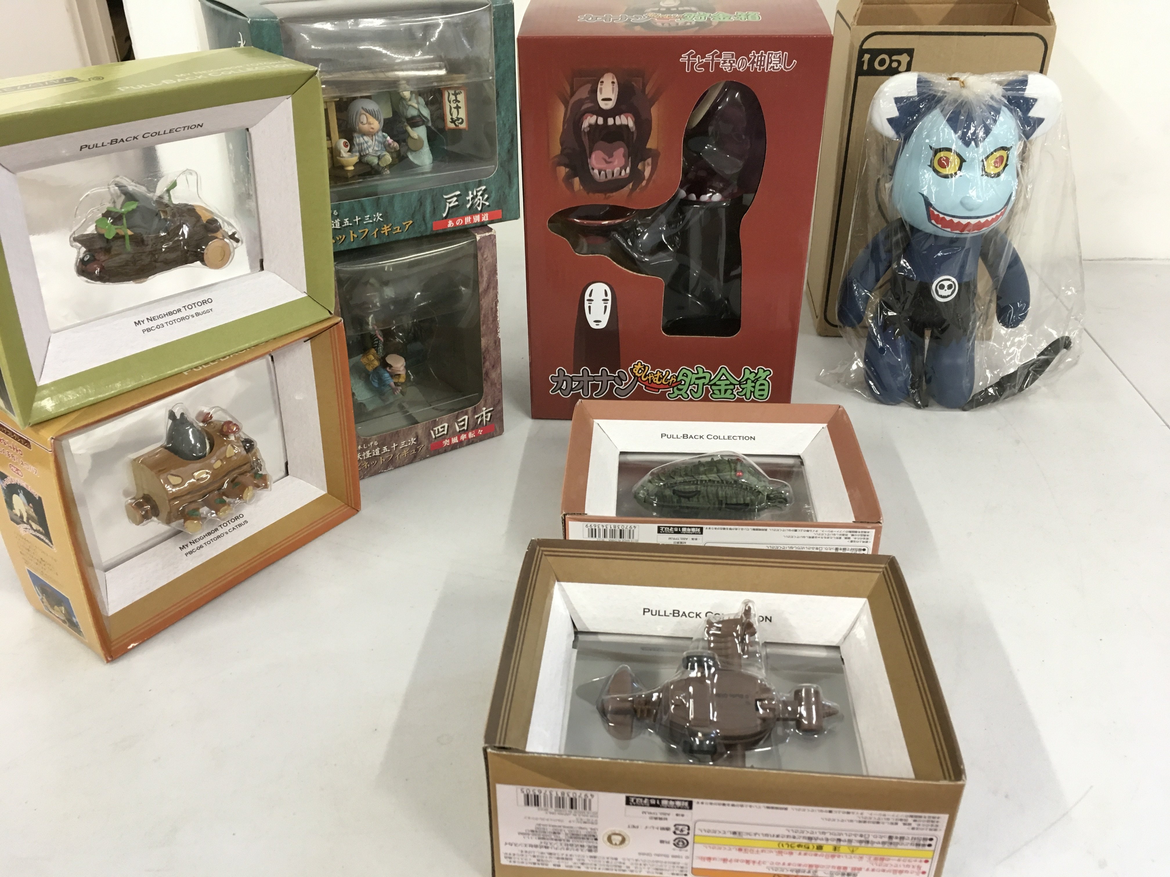 A Collection Of Anime Figures Including Studio Ghibli My Neighbour Totoro Plus Gegege No Kitaro And Sprirted Away Coin Bank.
