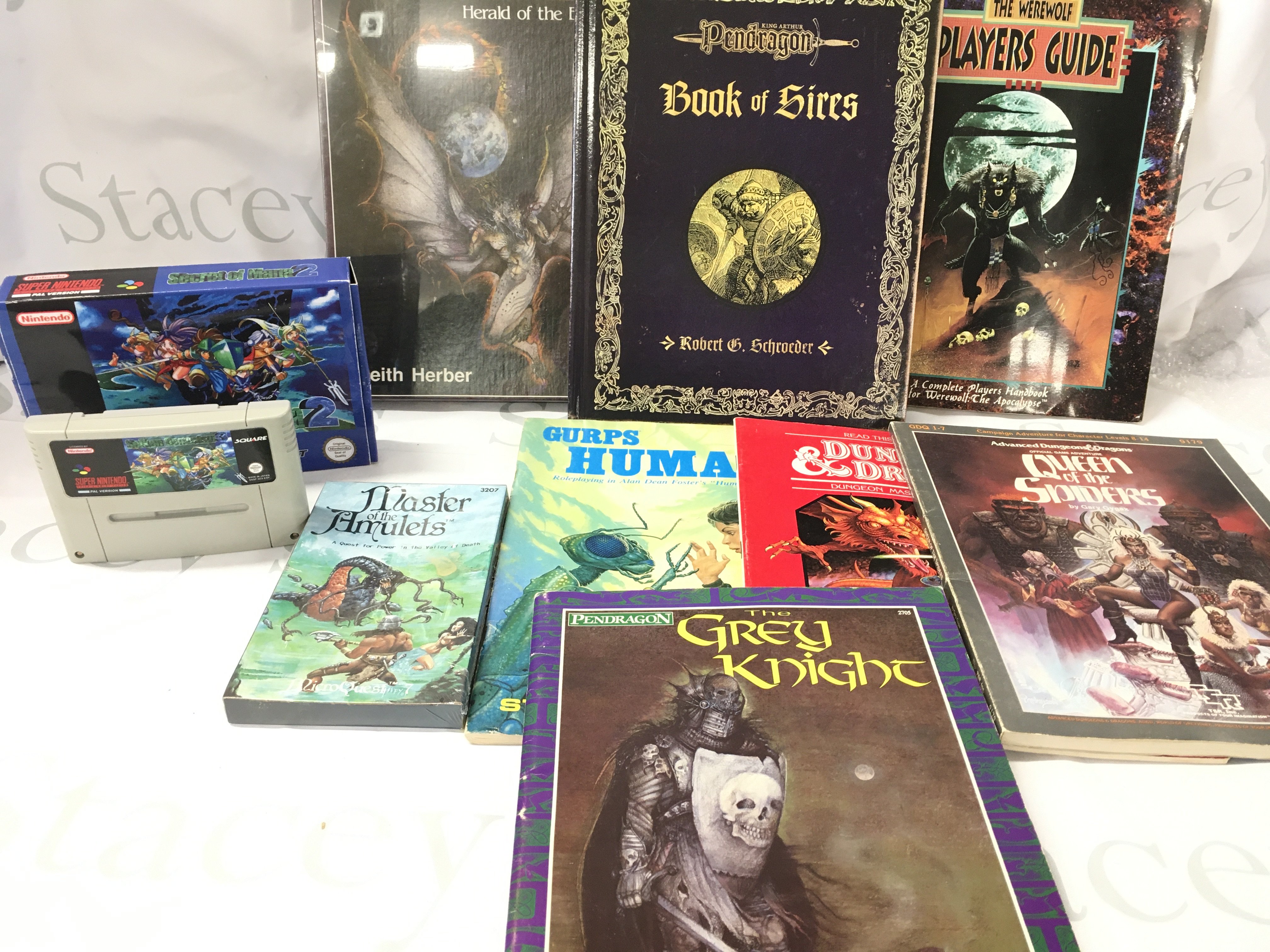 A Collection of Role Playing Books including a sealed Azathoth Game.And A Boxed Nintendo SNES Secret Of Mana Game.