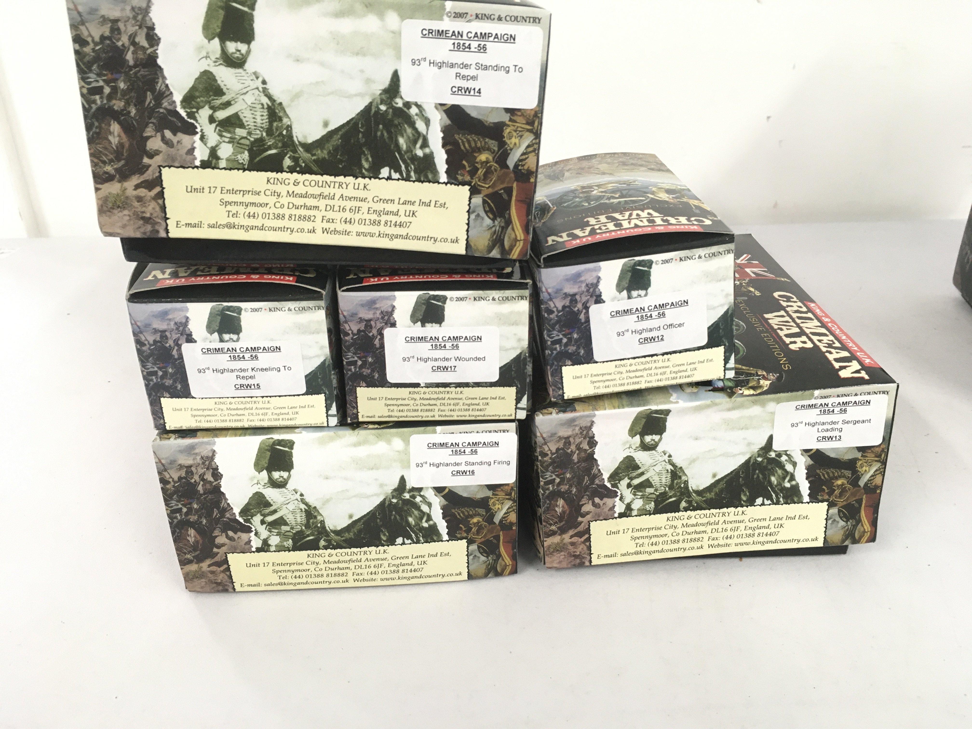 A collection of 6 Boxed King and Country model soldiers in the Crimean series. Features the 93rd Highlander Regiment including CRW12..13..14..15..16..17.. no reserve