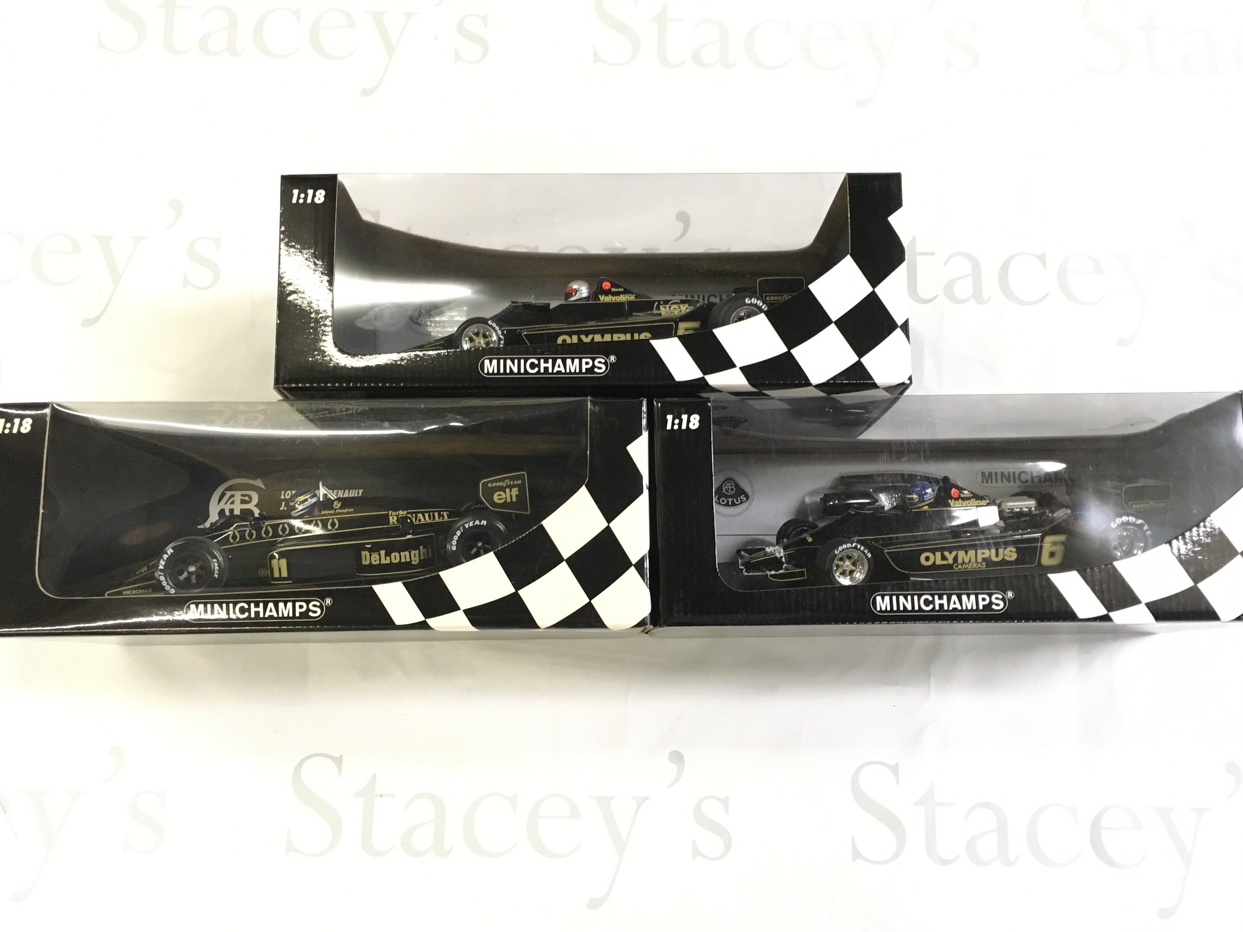 3 X Boxed Minichamps F1 Lotus Racing Cars all 1/18 Scale.(3).