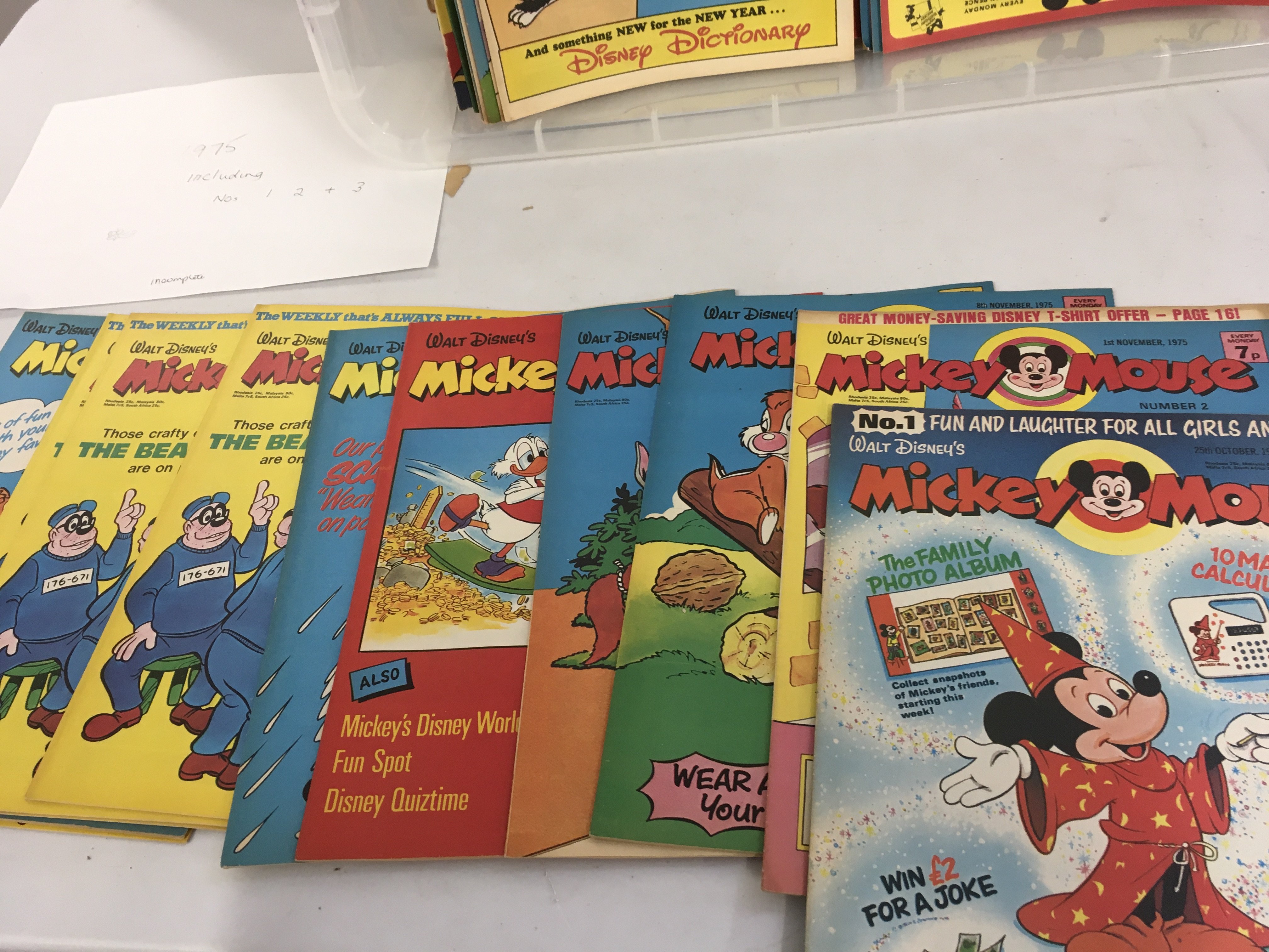 A collection of Mickey Mouse comics from 1975 on&hellip;includes no.s 1.2.3.4.5. . Approximately 150 plus comics. No reserve