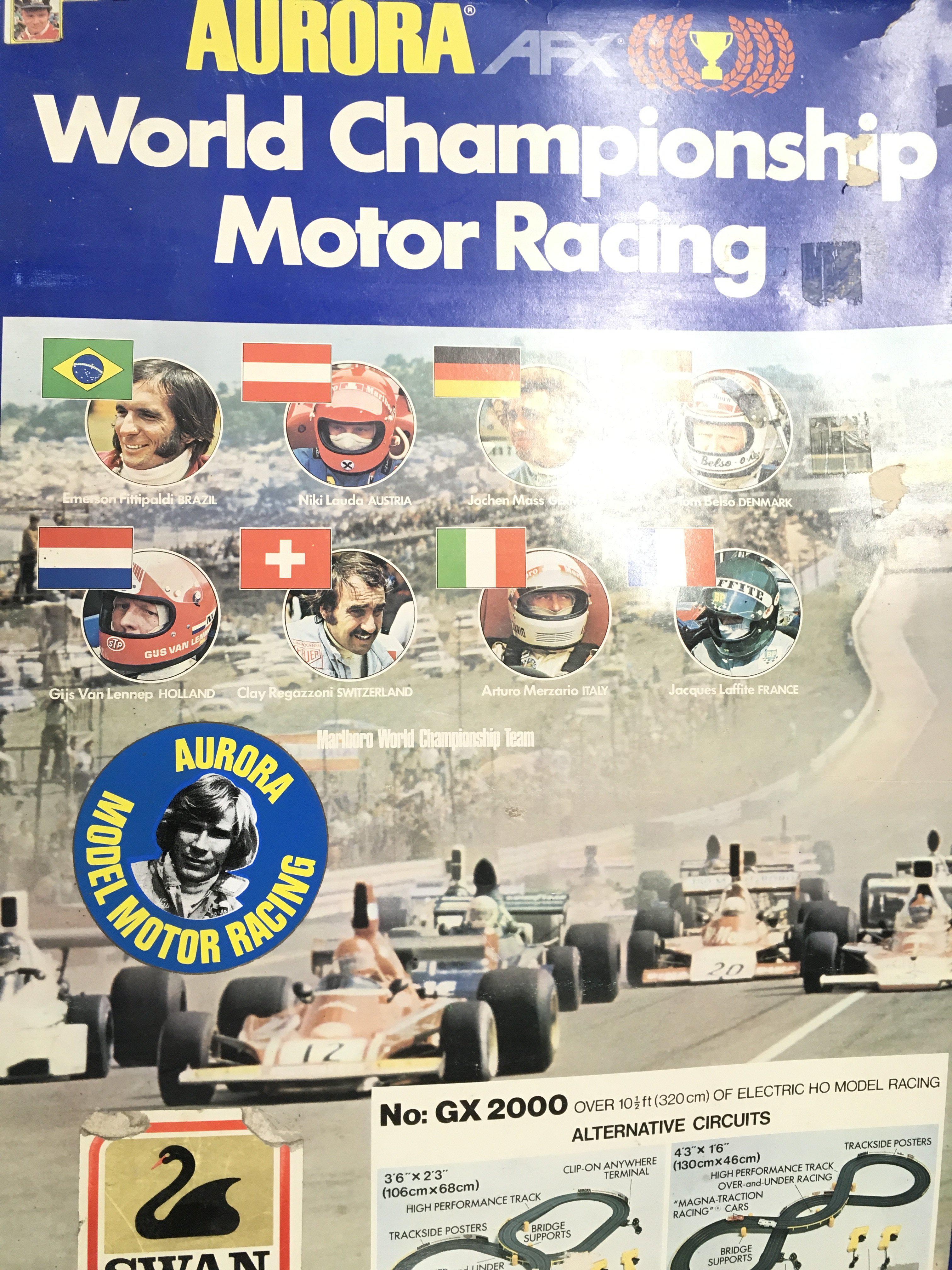 A Boxed Aurora World Champion Motor Racing Set with Extra Track And Extra Cars.