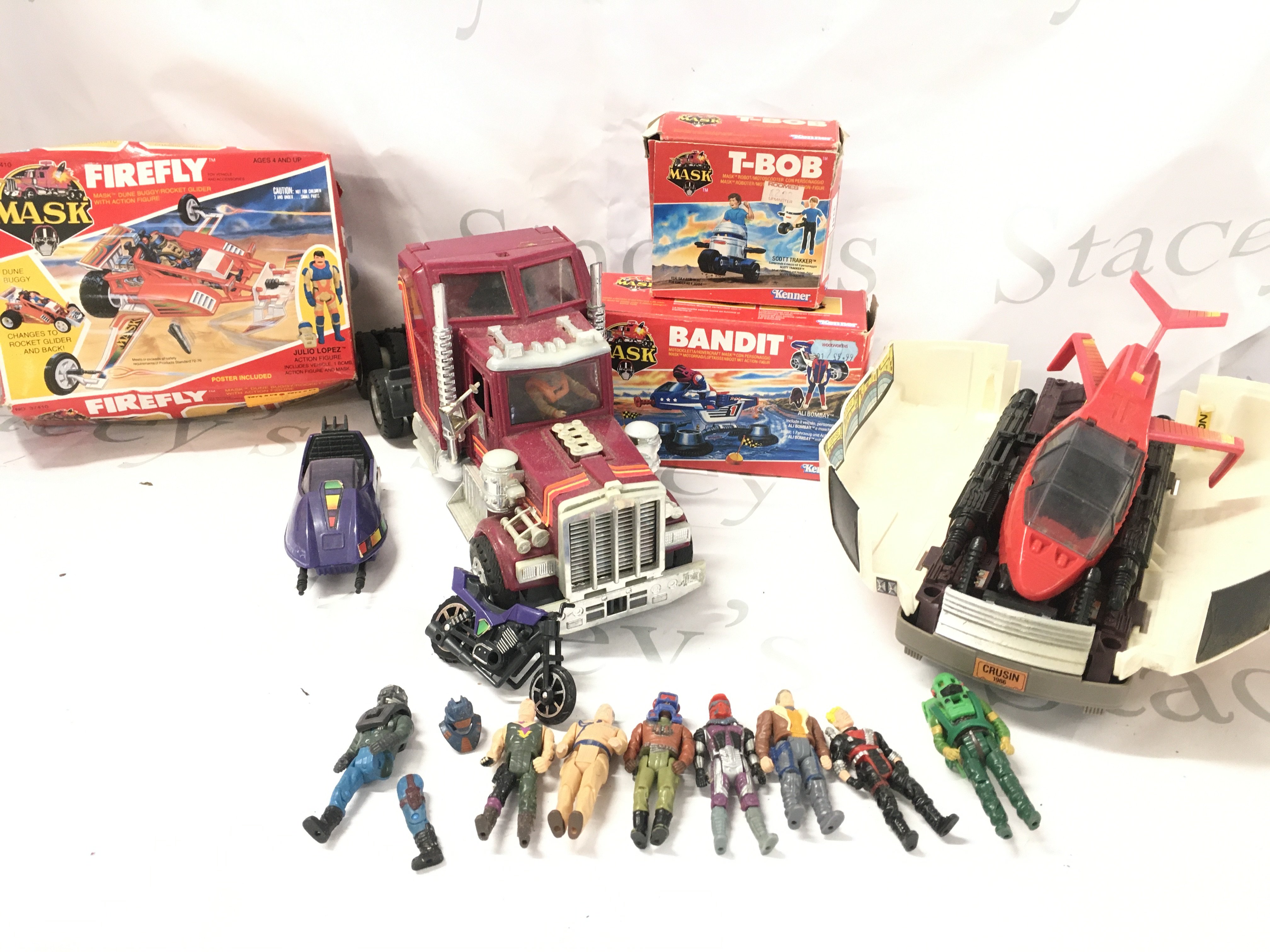 A Collection of Vintage Kenner M.A.S.K. Figures And Vehicles. Ideal ForSpares And Repairs.