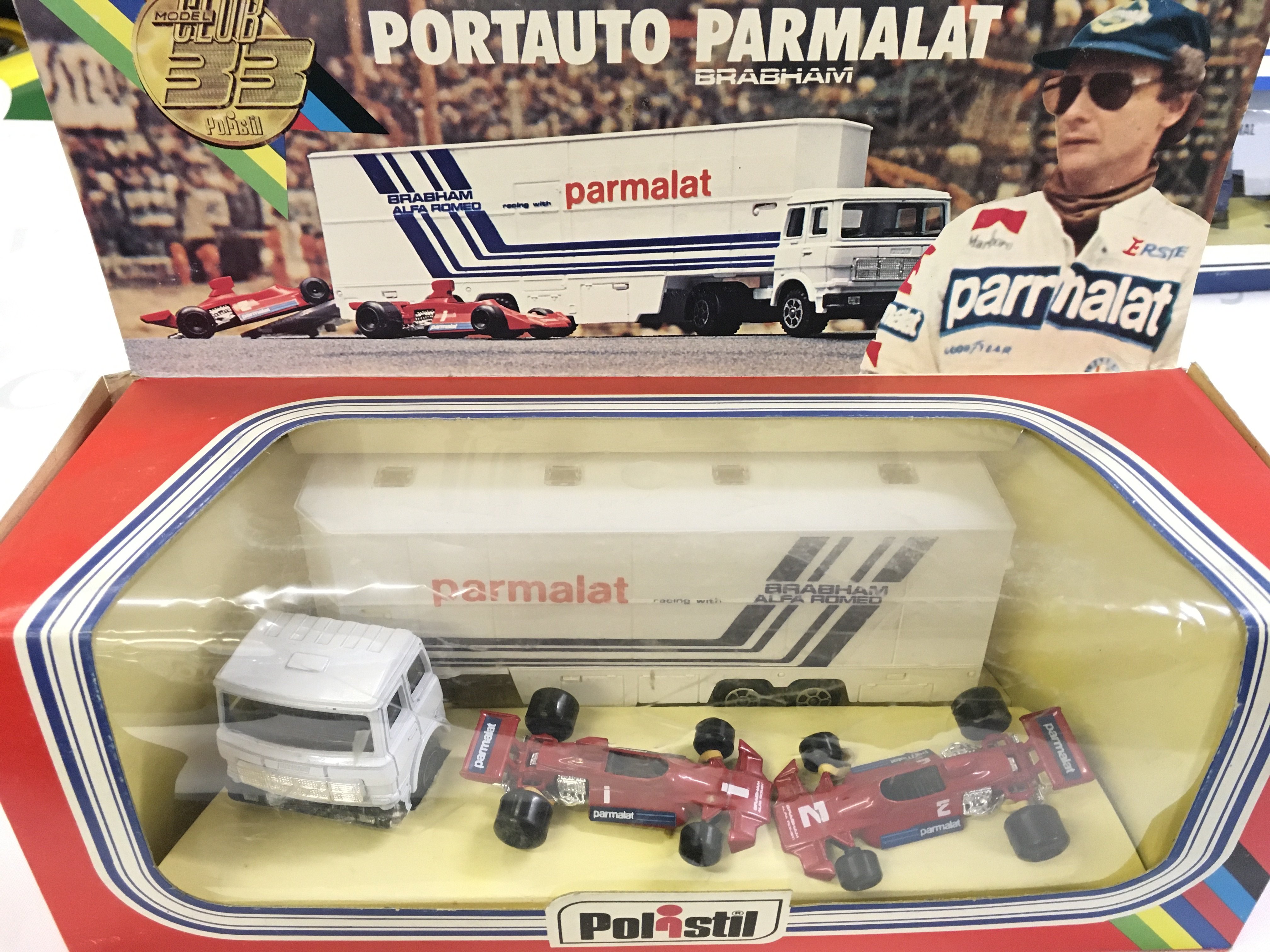 A Boxed Polistil F1 Alfa Romeo Transport Truck With 2 Cars.