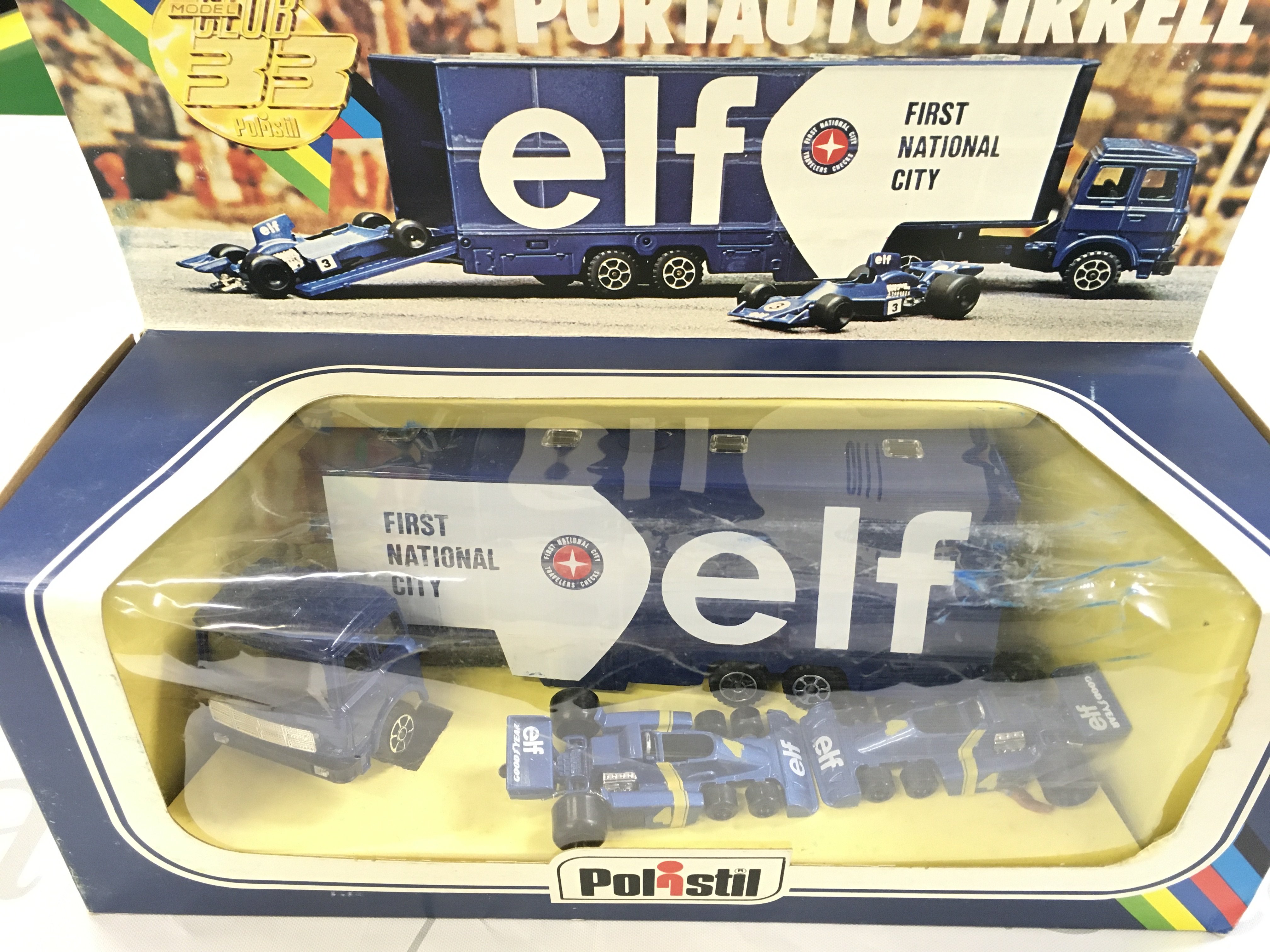 A Boxed Polistil Tyrell 008 Racing Car Set Includes Transporter and Cars.