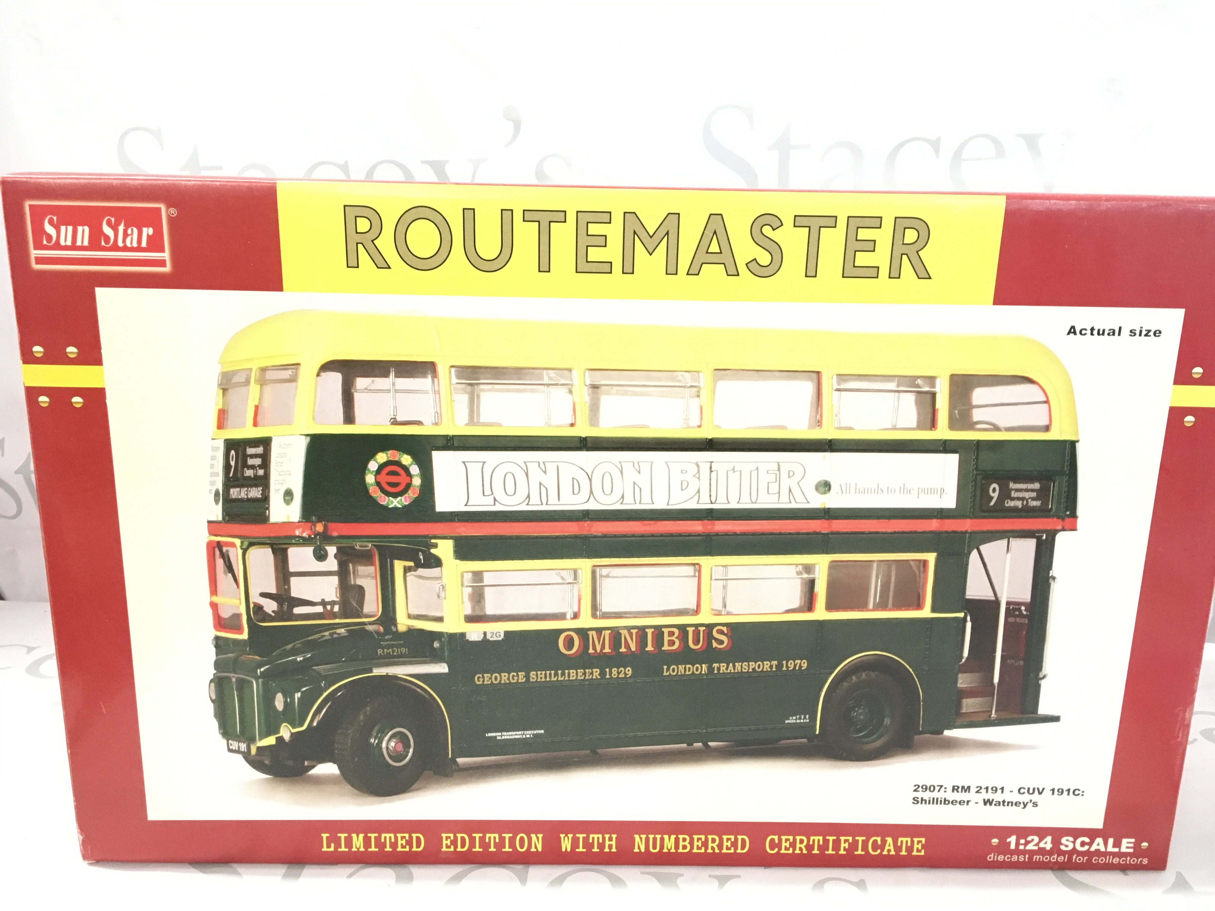 A Boxed Sun Star 1/24 Scale Routemaster 2907 RM 2191 - CUV 191C Bus. With Certificate.