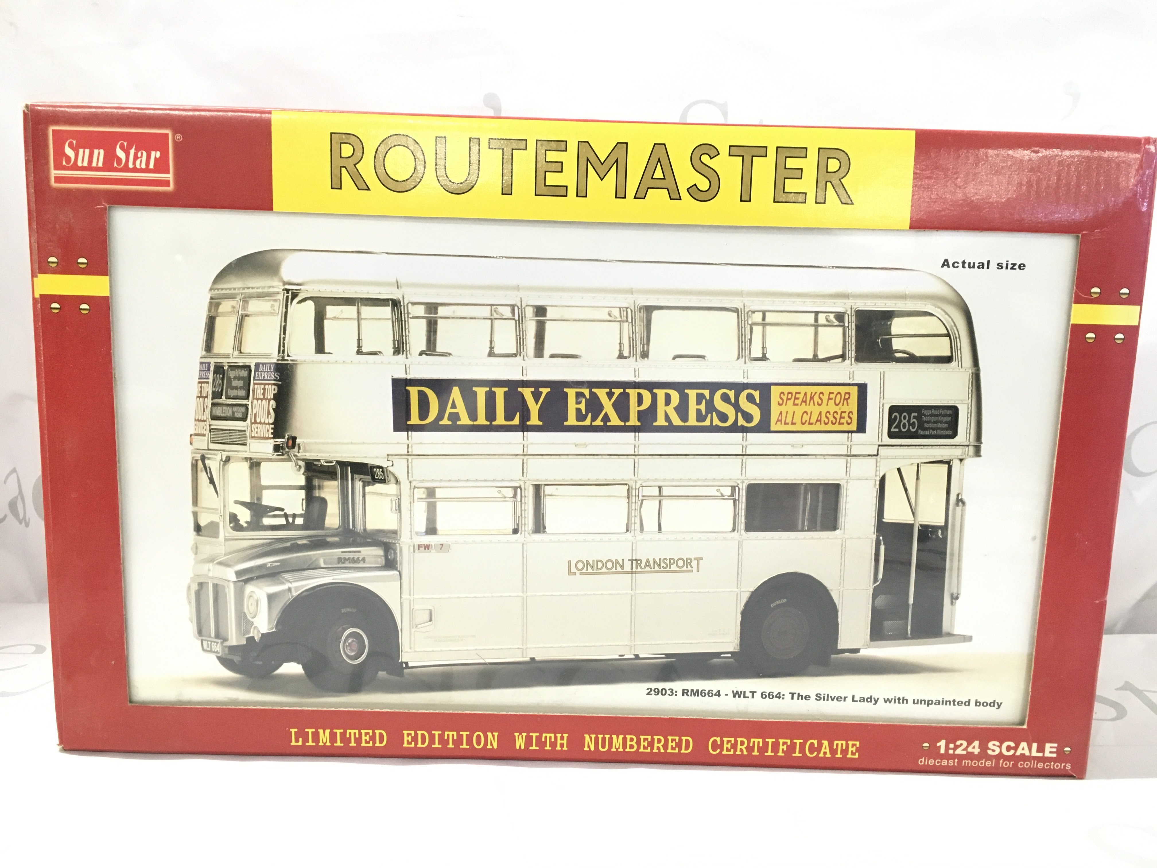 A Boxed Sun Star 2903 RM664-WLT 664 The Silver Lady With Unpainted Body Bus 1/24 Scale. With Certificate.
