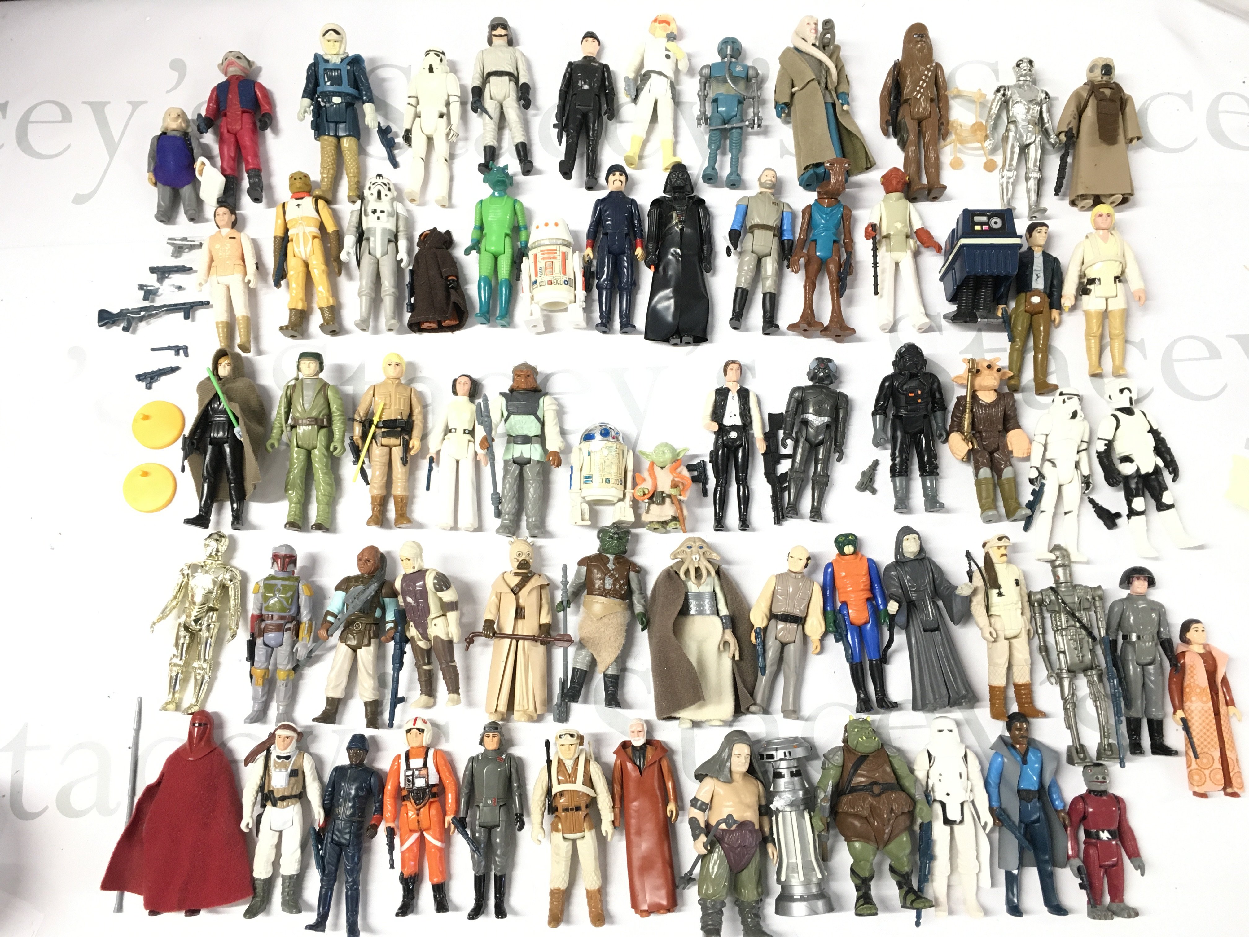A Collection of Vintage Star Wars Figures With Accessories.