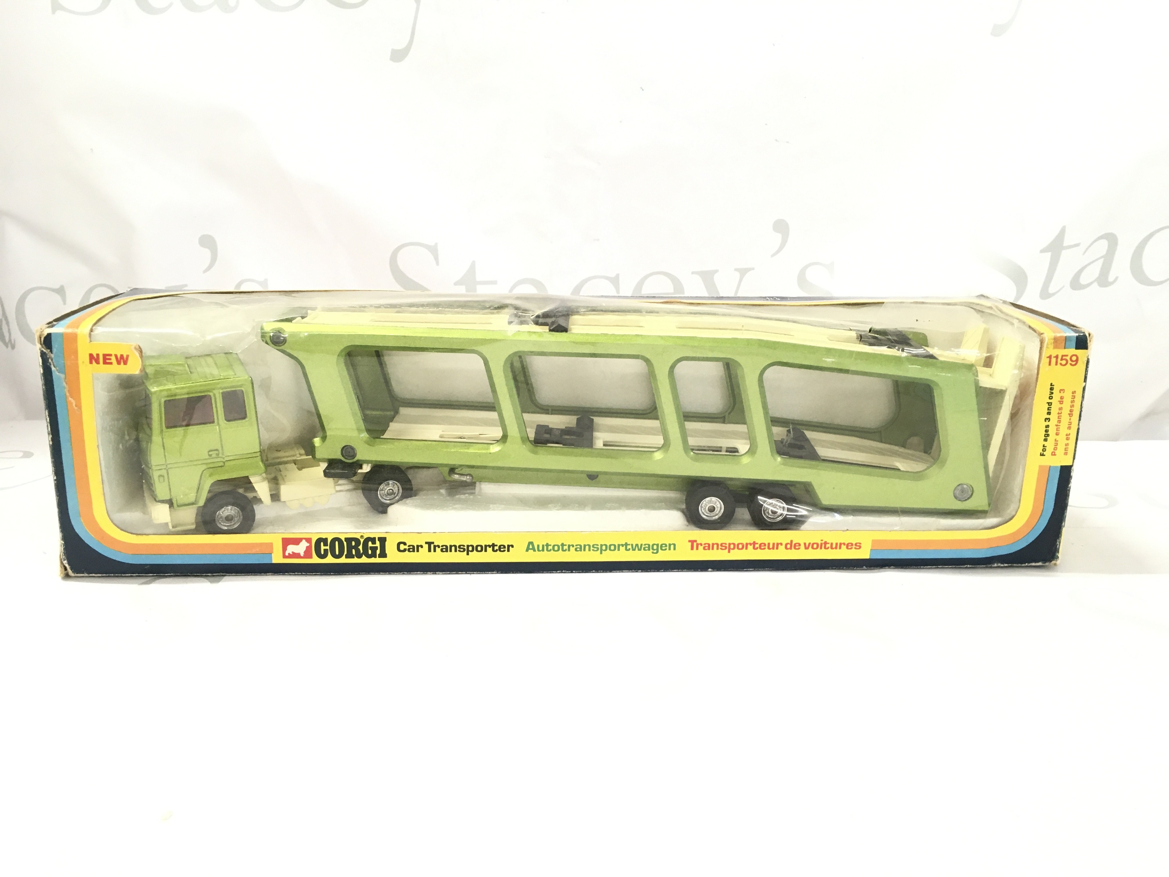 A Boxed Corgi Car Transporter #1159. Window Has Damage.