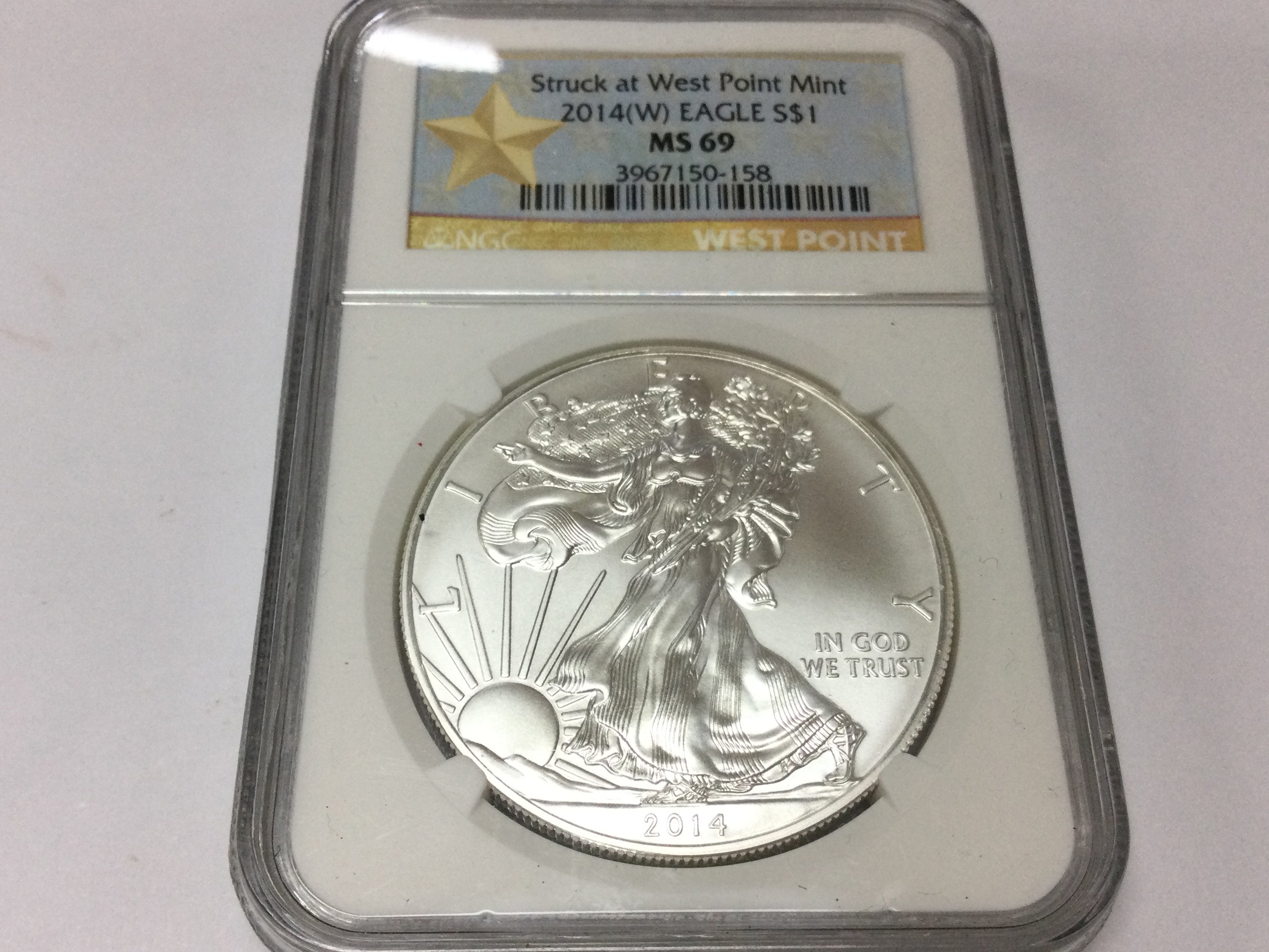 2014 1oz silver dollar. Graded MS69.