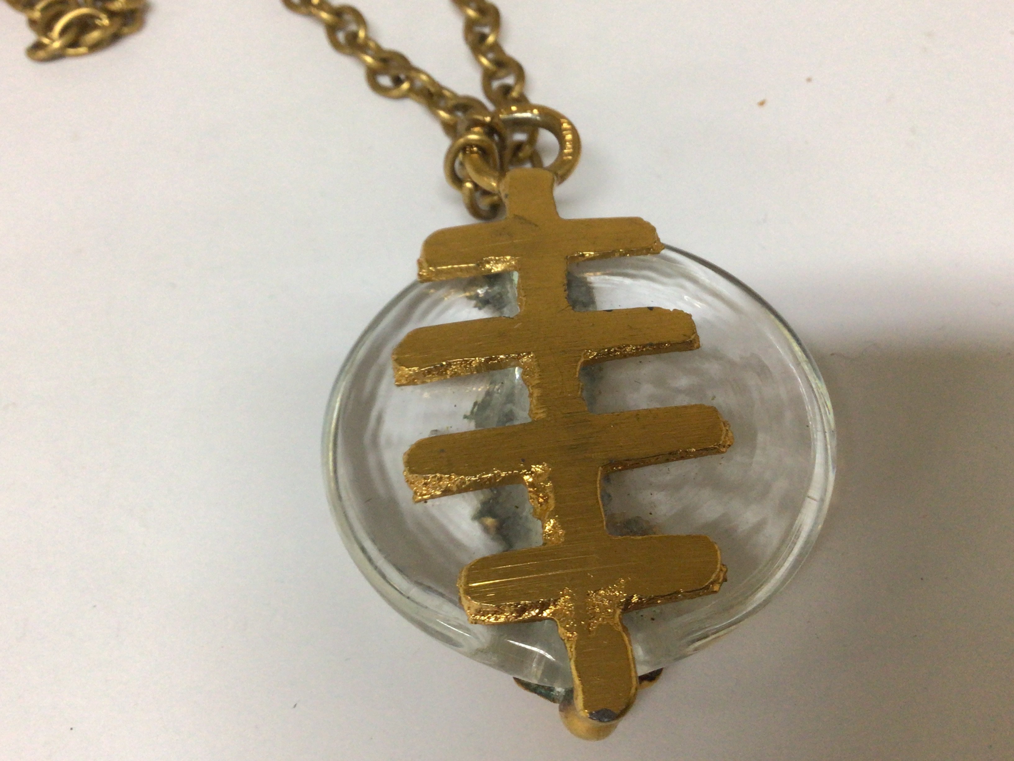 A modern design glass and gold plated necklace by Jacob Hull Denmark. NO RESERVE