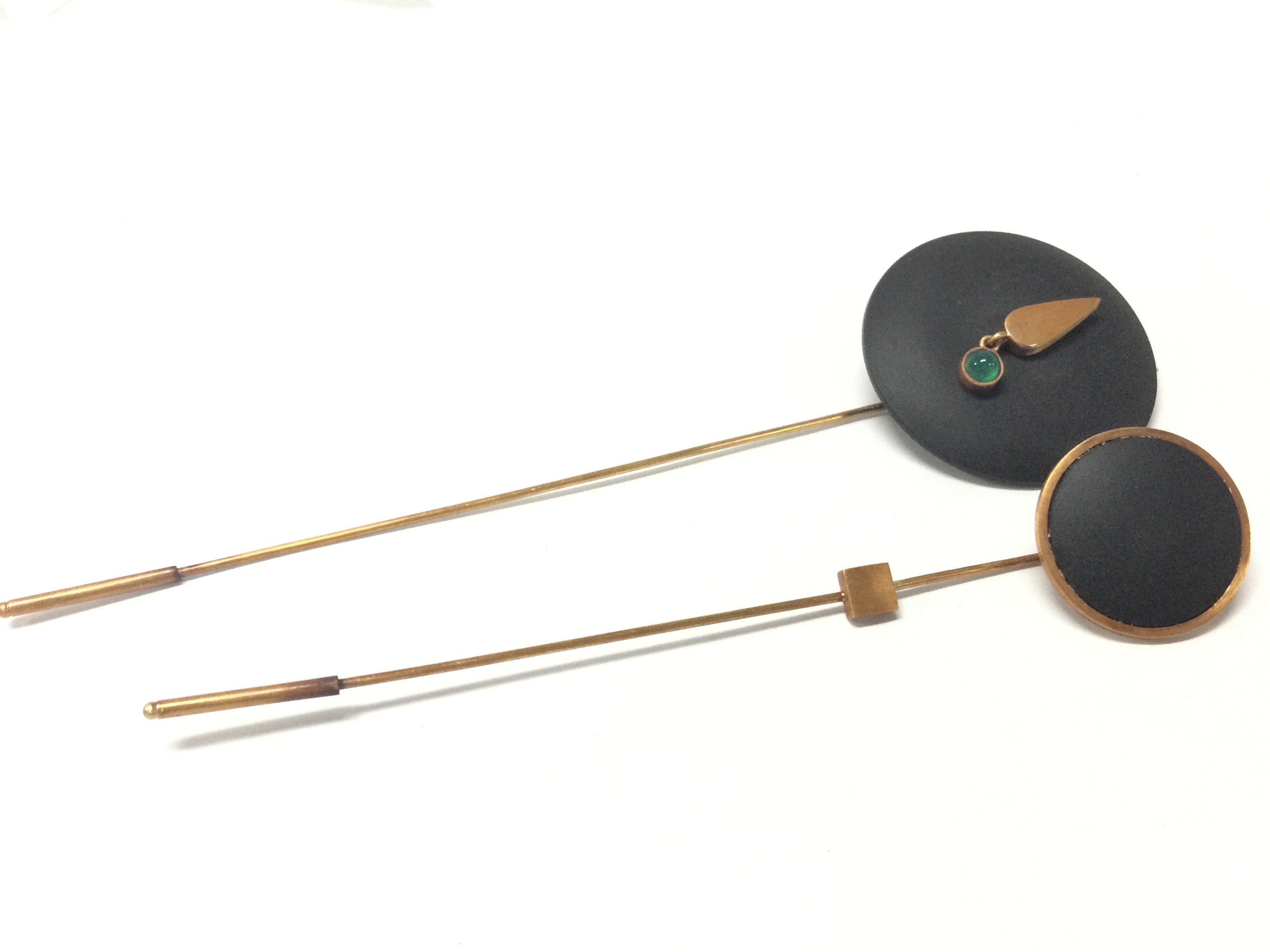 Two boxed Wendy Ramshaw Wedgwood hat pins . Postage category a