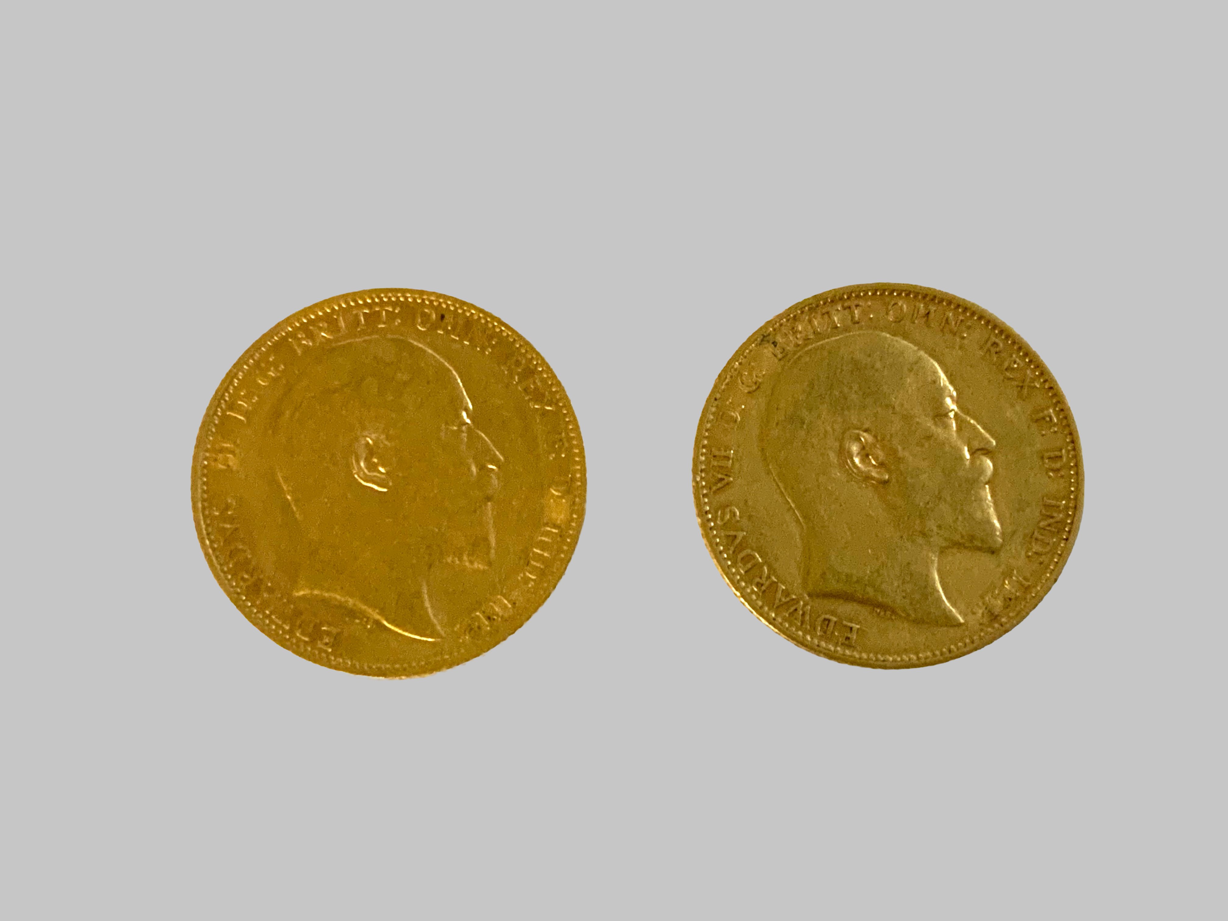 2 Edward VII full sovereign coins 1902/1909.