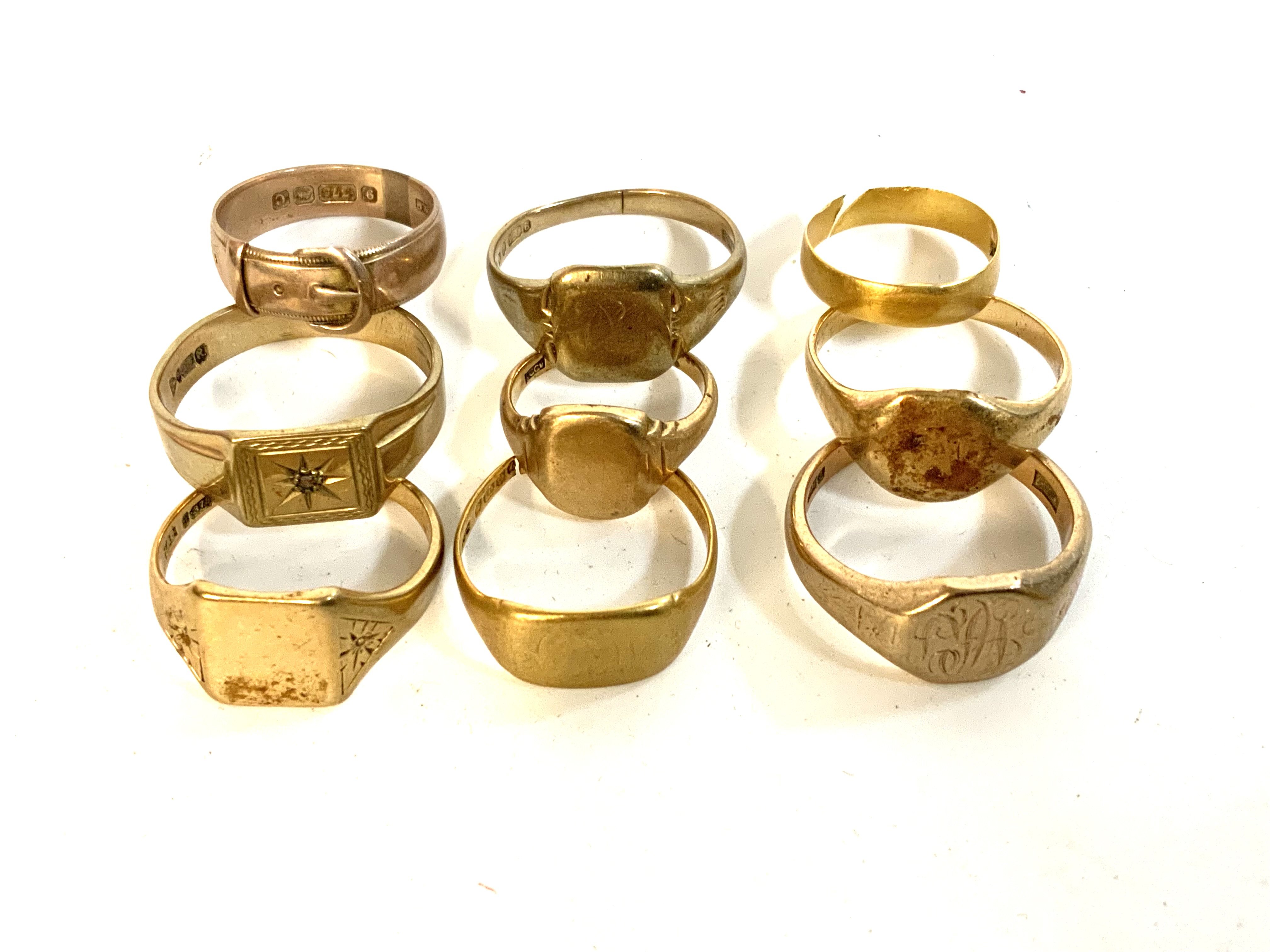 A mixed collection of 9ct gold rings, 40.3G (A)