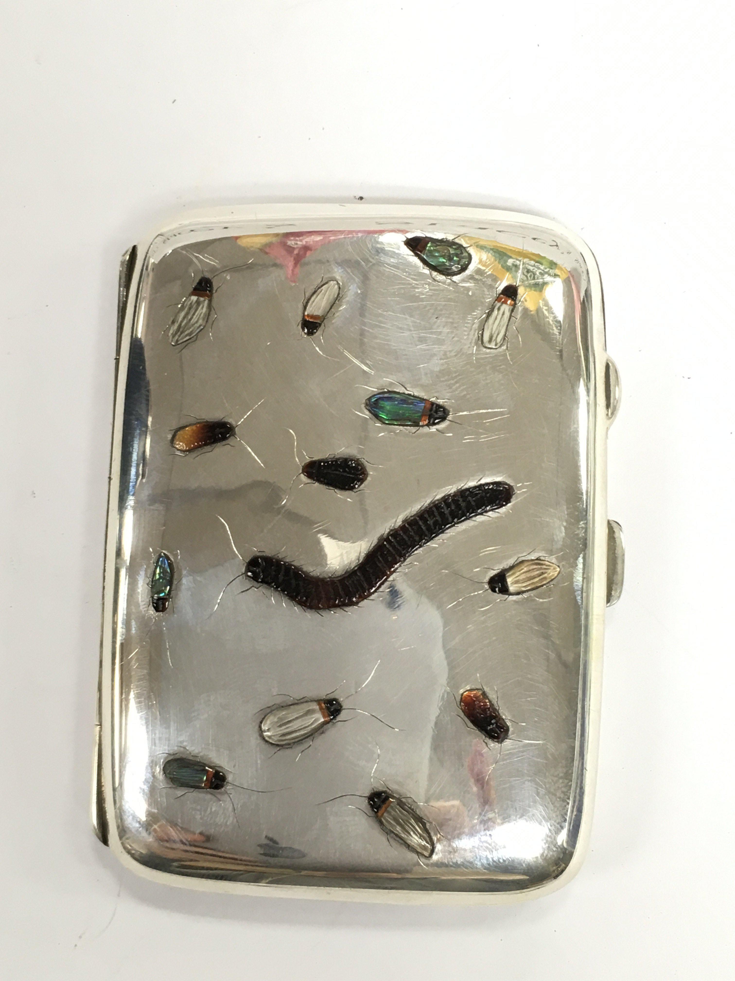 A Victorian shibayama cigarette case. Shipping category A.