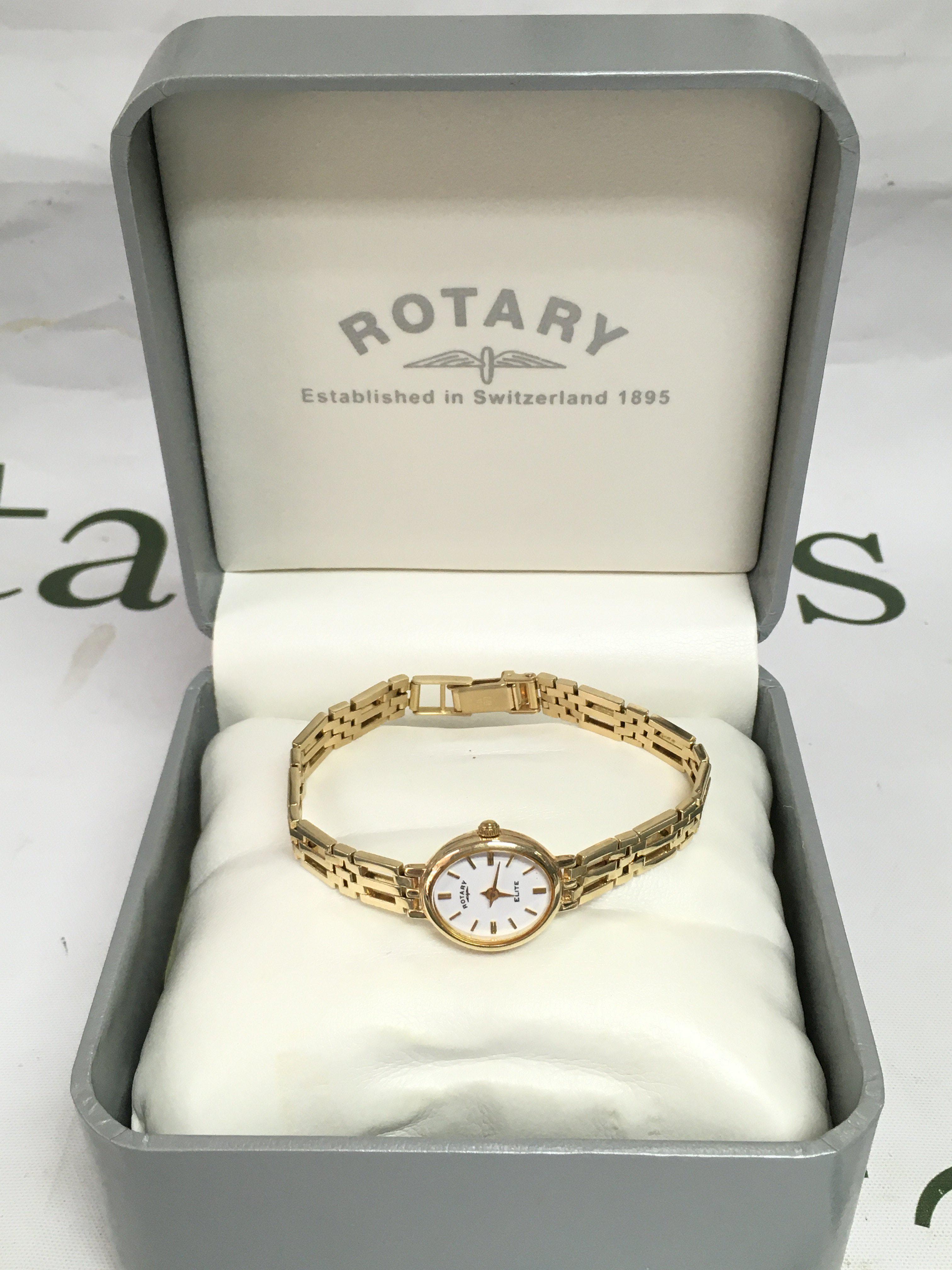A boxed Rotary 9ct gold ladies watch. Shipping category B.