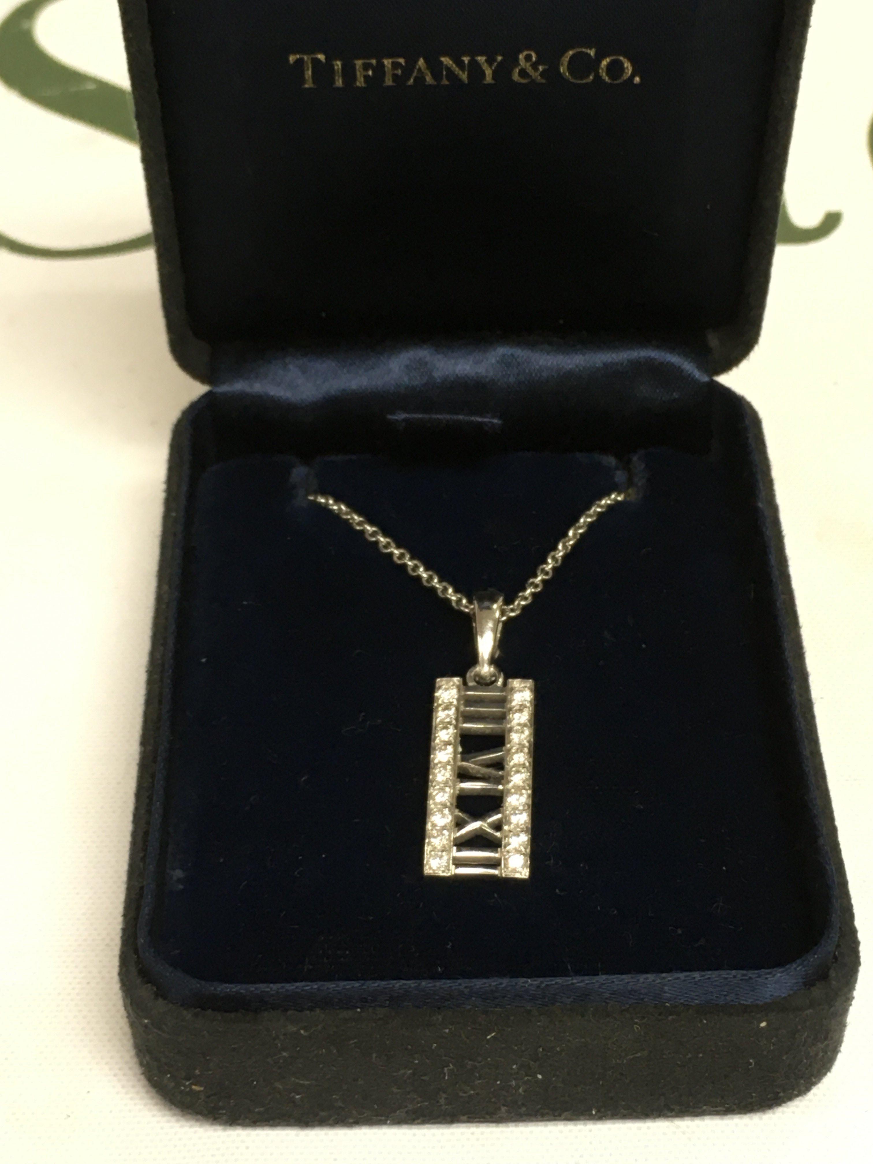 A boxed 18ct white gold Tiffany necklace. Shipping category A.