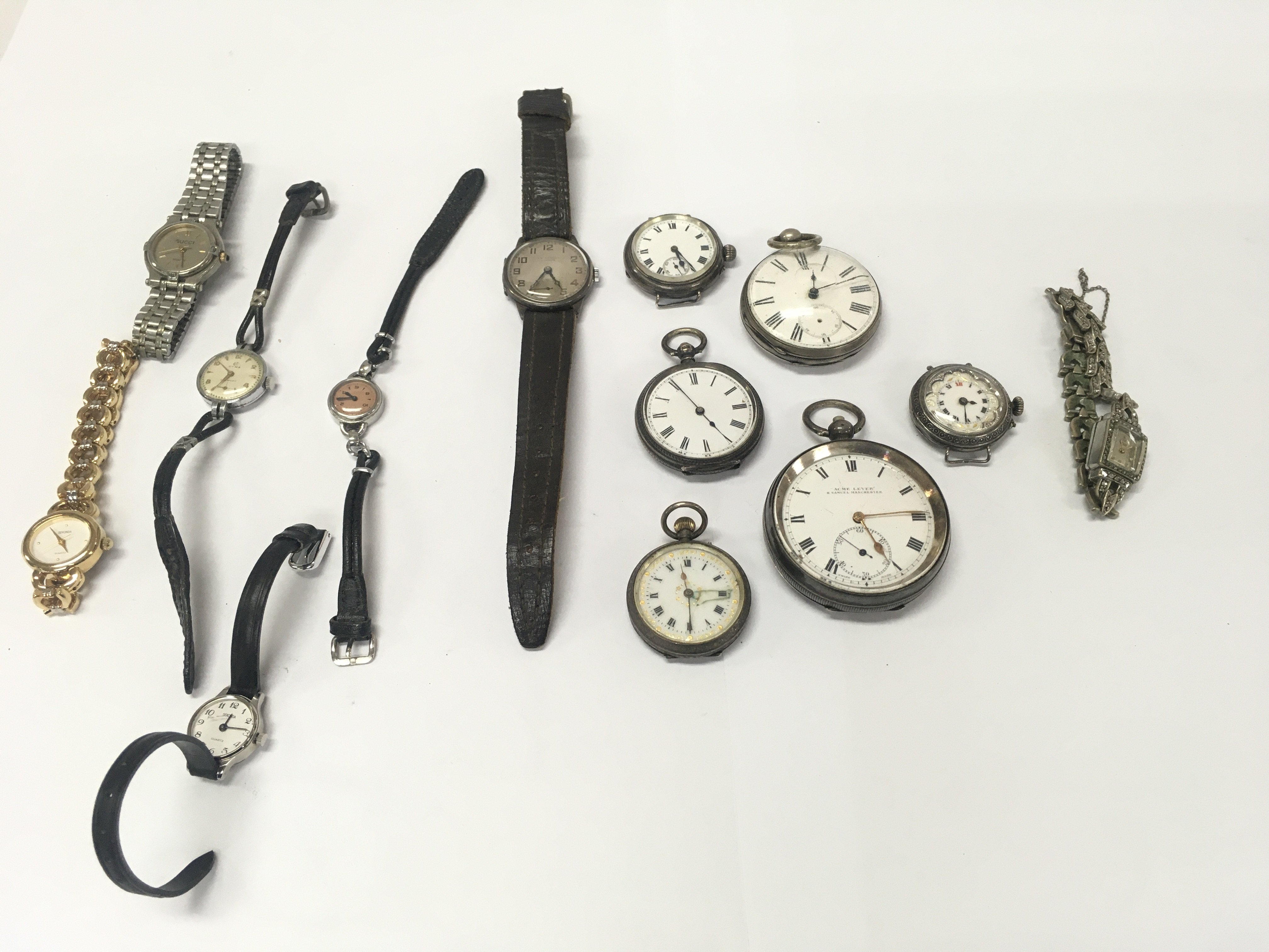 A Collection of assorted watches and pocket watches including a number of silver examples.