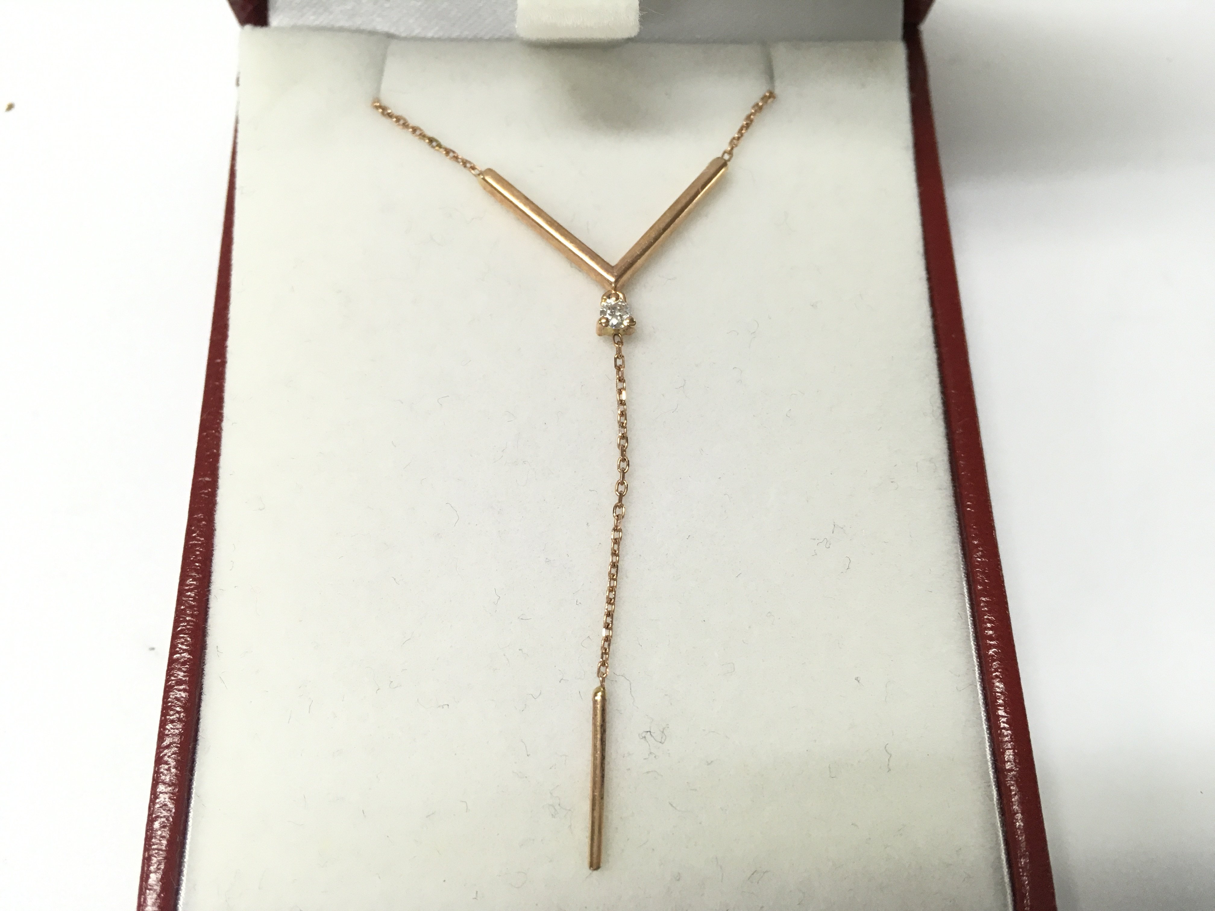 14ct rose gold v necklace