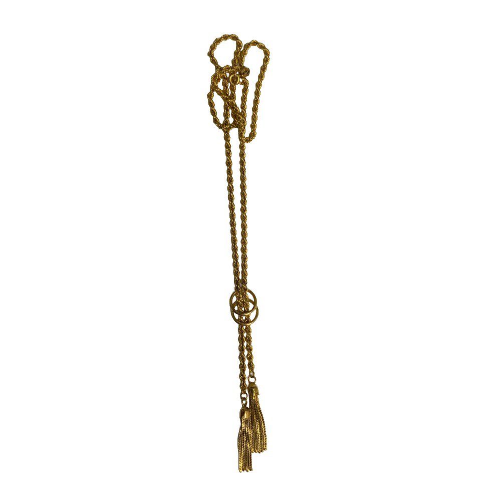 A 9ct gold rope design necklace with tassel pommels drops, total weight 9.22g