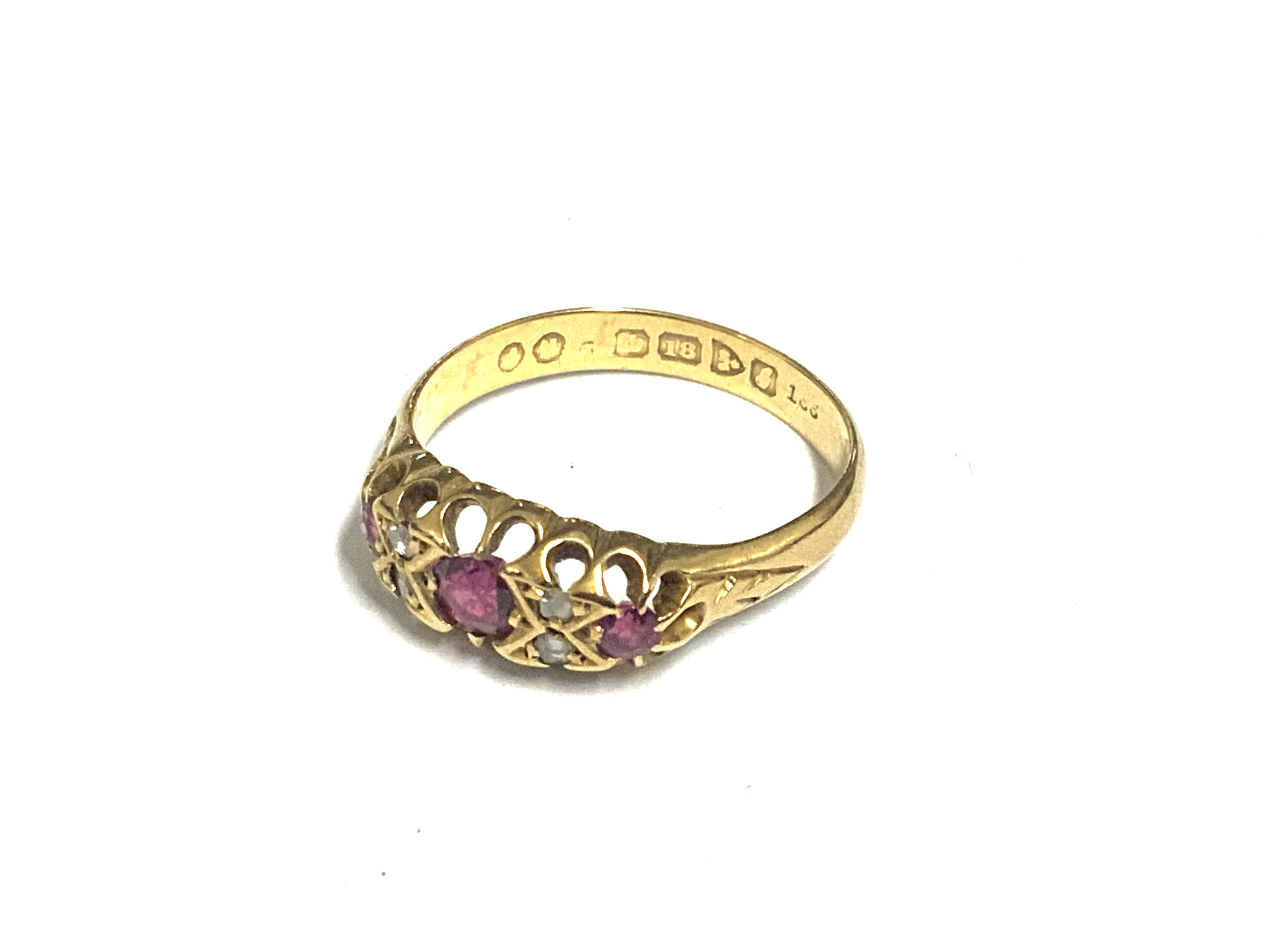 A good quality antique ruby and diamond ring, size O 
