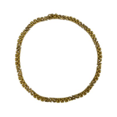 A modern design 18ct yellow gold flat collerette necklace, total weight 37g.