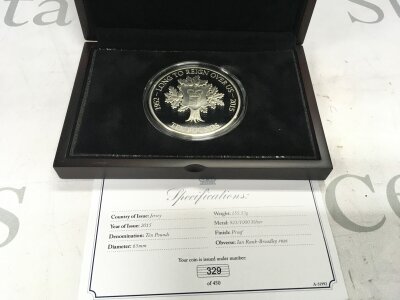 A 5oz 925 silver round commemoration of longest reign.