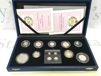 Queens 80th birthday silver coin collection.