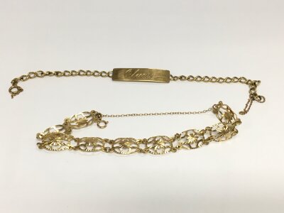 Two 9ct gold bracelet. Total weight 11.97g