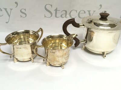 A hallmarked silver tea set total weight 1075g
