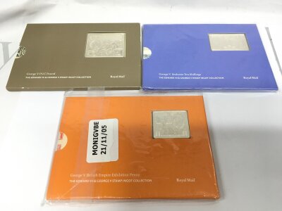 Royal Mint Three George V silver stamp ingots