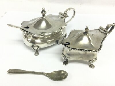 Two silver hallmarked mustard pots