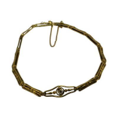 An Edwardian high ct unmarked gold bracelet inset with a single 0.10ct diamond, total weight 11.2g (A)