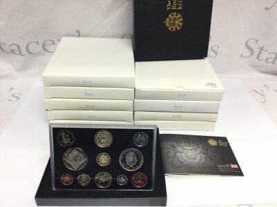 Collection of 10 United Kingdom proof coin sets year 2000 - 2008 and 2010
