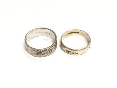 Two 9ct gold wedding bands. Sizes P 1/2 and N 1/2