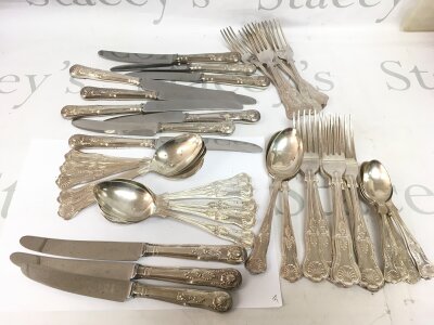 A collection of silver plated cutlery.