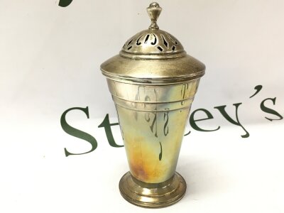 A 1930s silver hallmarked cocktail shaker, 15cm tall approximately