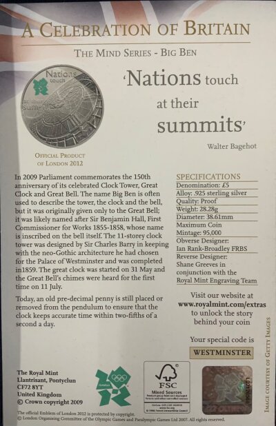 A Celebration of Britain, sterling silver coin collection 24 coins, each 28.28g