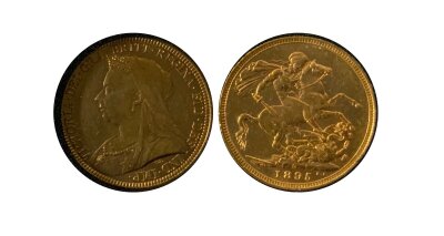 A Veiled Head Queen Victoria 1895 full sovereign. Encapsulated, circulated.