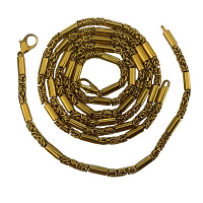 A heavy quality 18ct (unmarked) yellow gold Demi Byzantine design rope necklace together with a matching bracelet, 67cm / 19cm, total weight 74.9g.