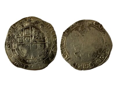 A Charles 1 Silver Half crown, (possibly cleaned example).