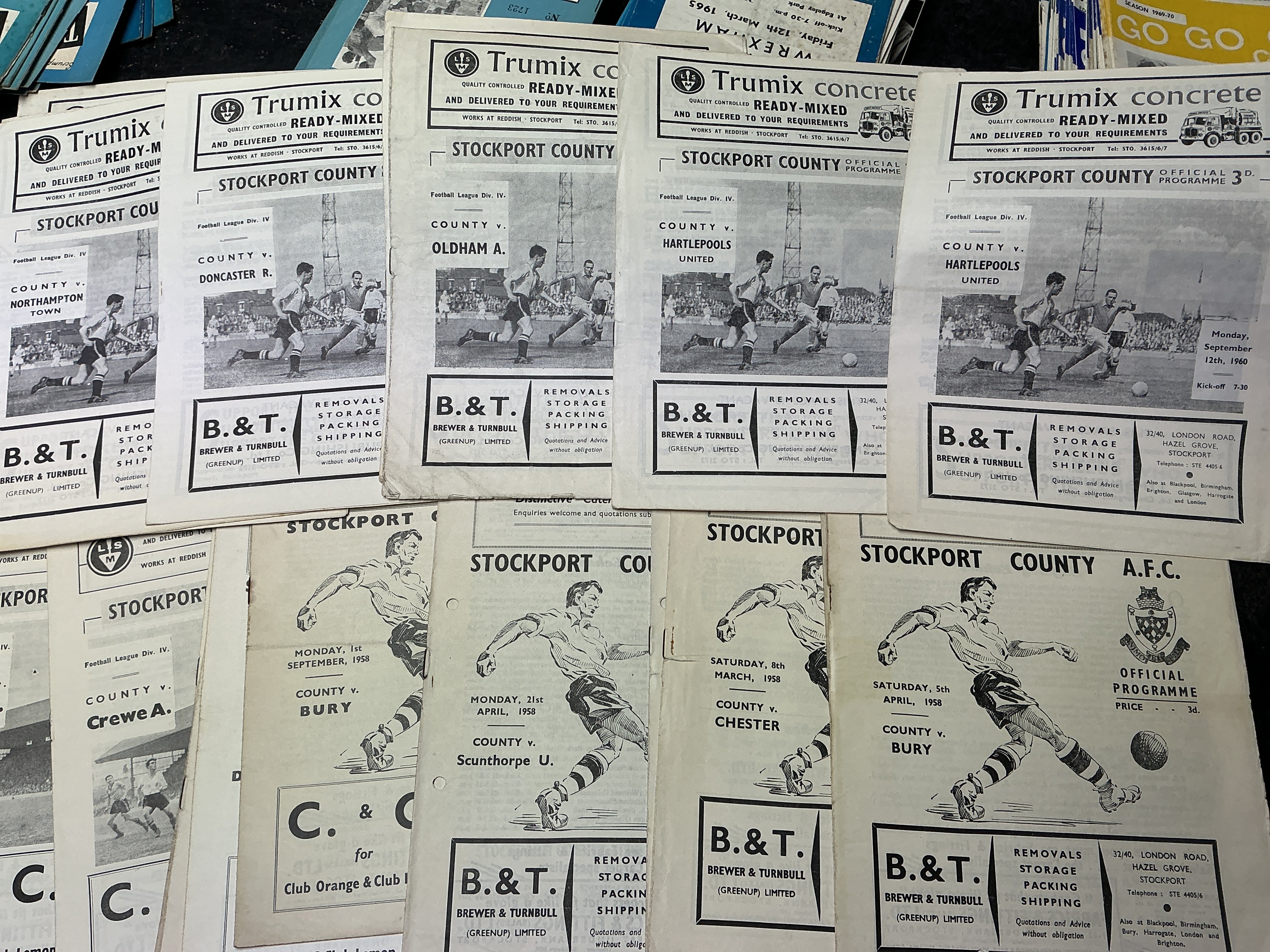 Stockport County Home Football Programmes: 12 from the late 1950s and over 250 spanning the 60s. Mainly good condition with heavy duplication. (260+)