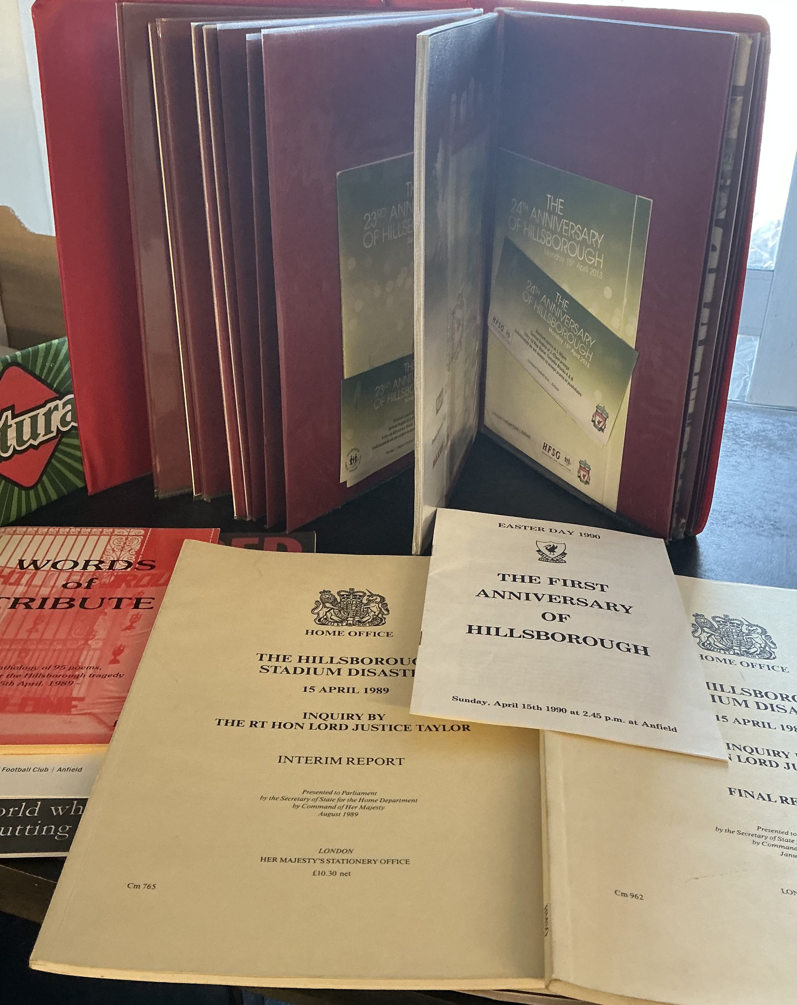 Liverpool Hillsborough Disaster Memorial Football Programmes: Includes tickets, special edition booklets etc on events surrounding this tragic episode in British football history. Viewing recommended. (50 Aprox)