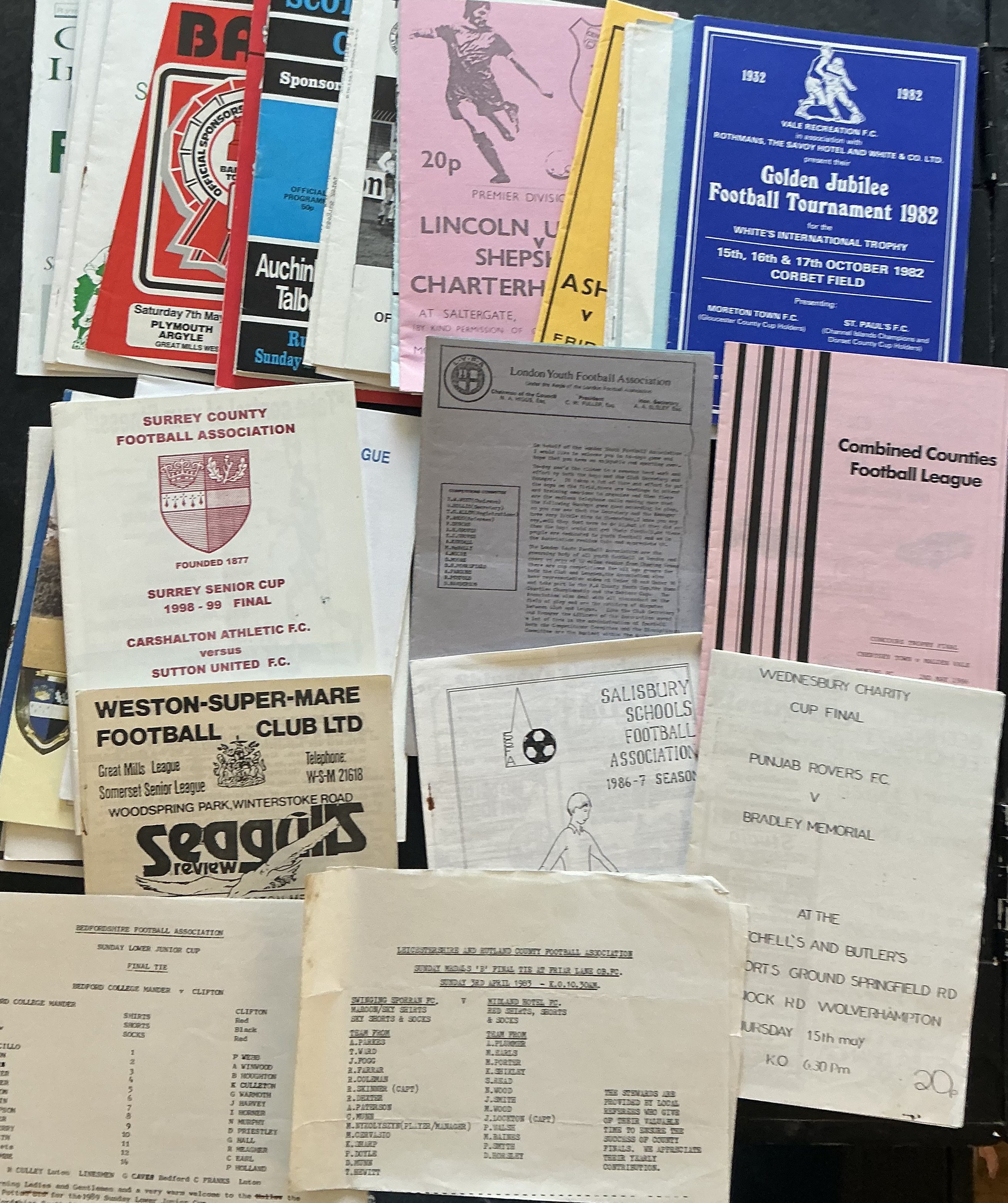 Non League Finals + Miscellaneous Football Programmes: A collection of football programmes containing many finals particularly minor cups such as Scottish Junior/Amateur etc. Unusual lot with instructions to sell. (170)