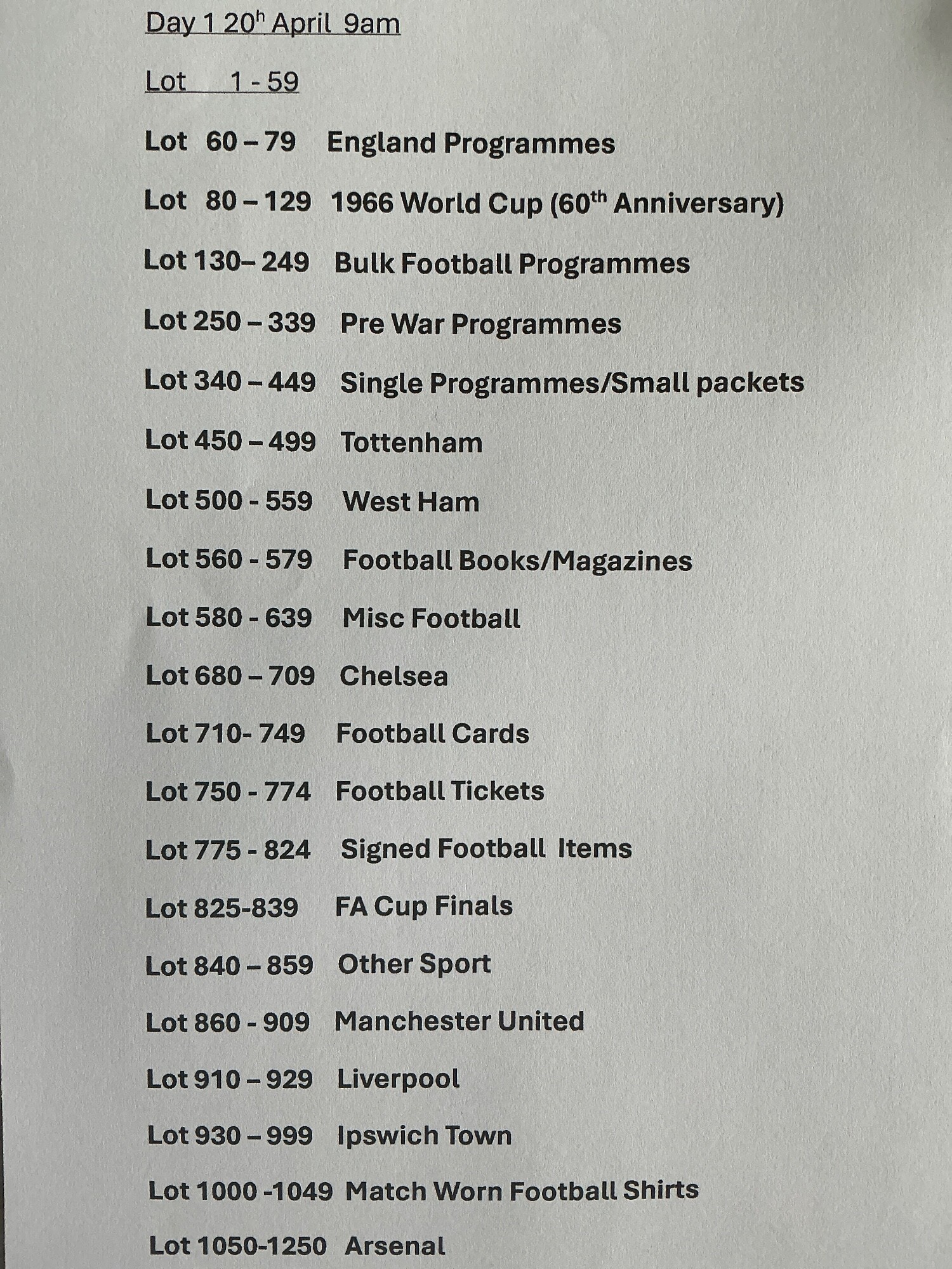 Football Memorabilia Auction - Presented by Dave Alexander of Football Wanted