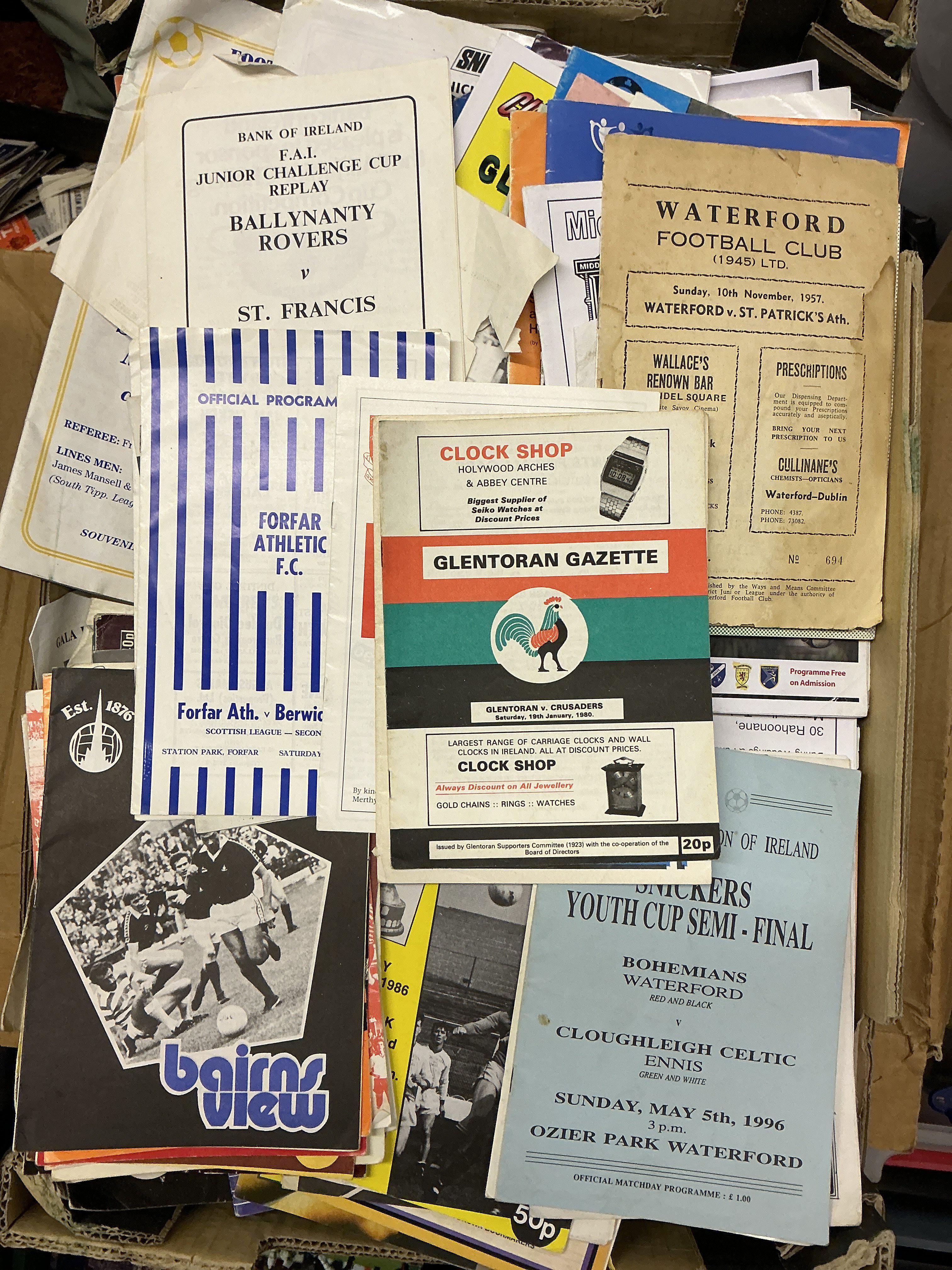 Scottish Irish + Welsh Football Programmes: Hundreds of different issues from the 1960s onwards including some unusual items. Worth a look.