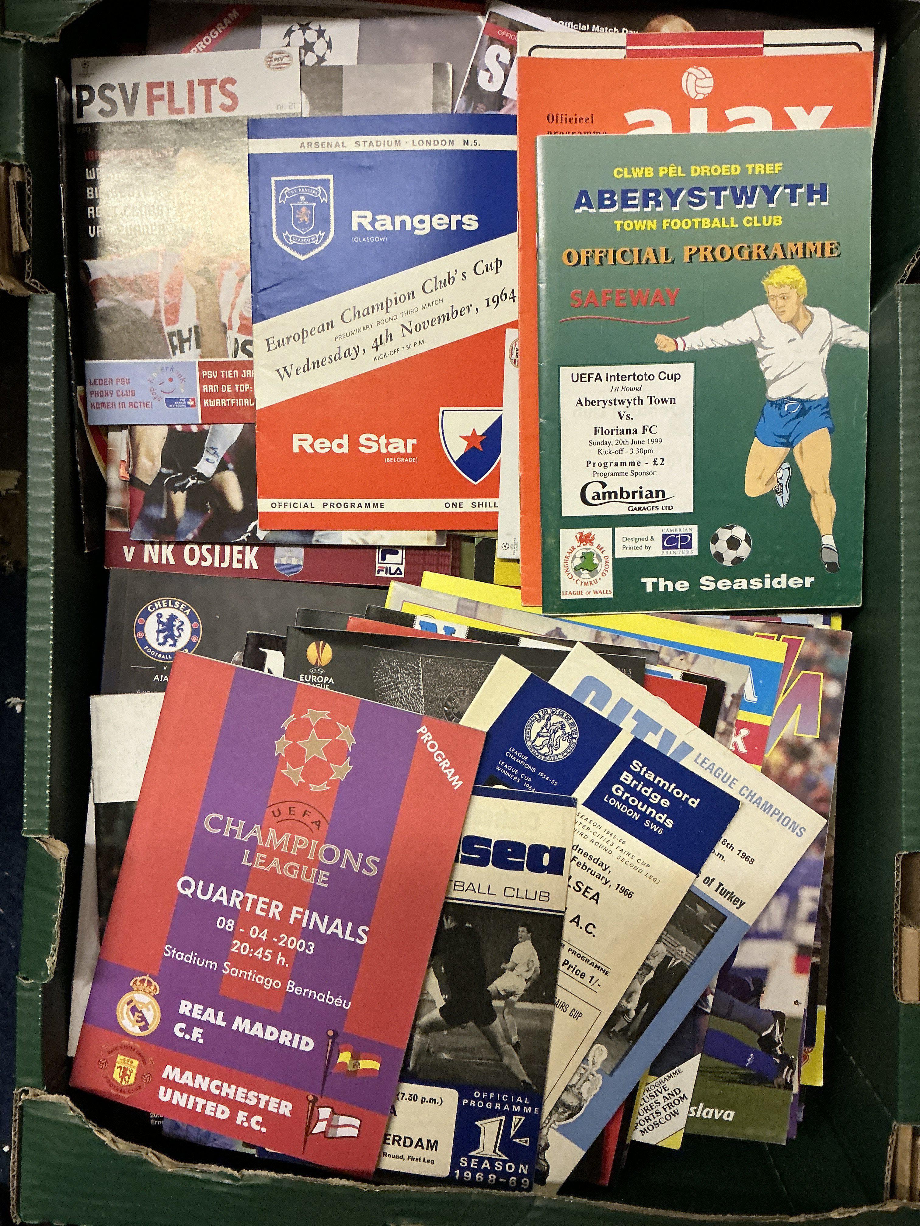 European Competition Football Programmes: Collection of over 200 different programmes from the 1960s onwards including overseas matches. Excellent condition. No duplication. 
 
