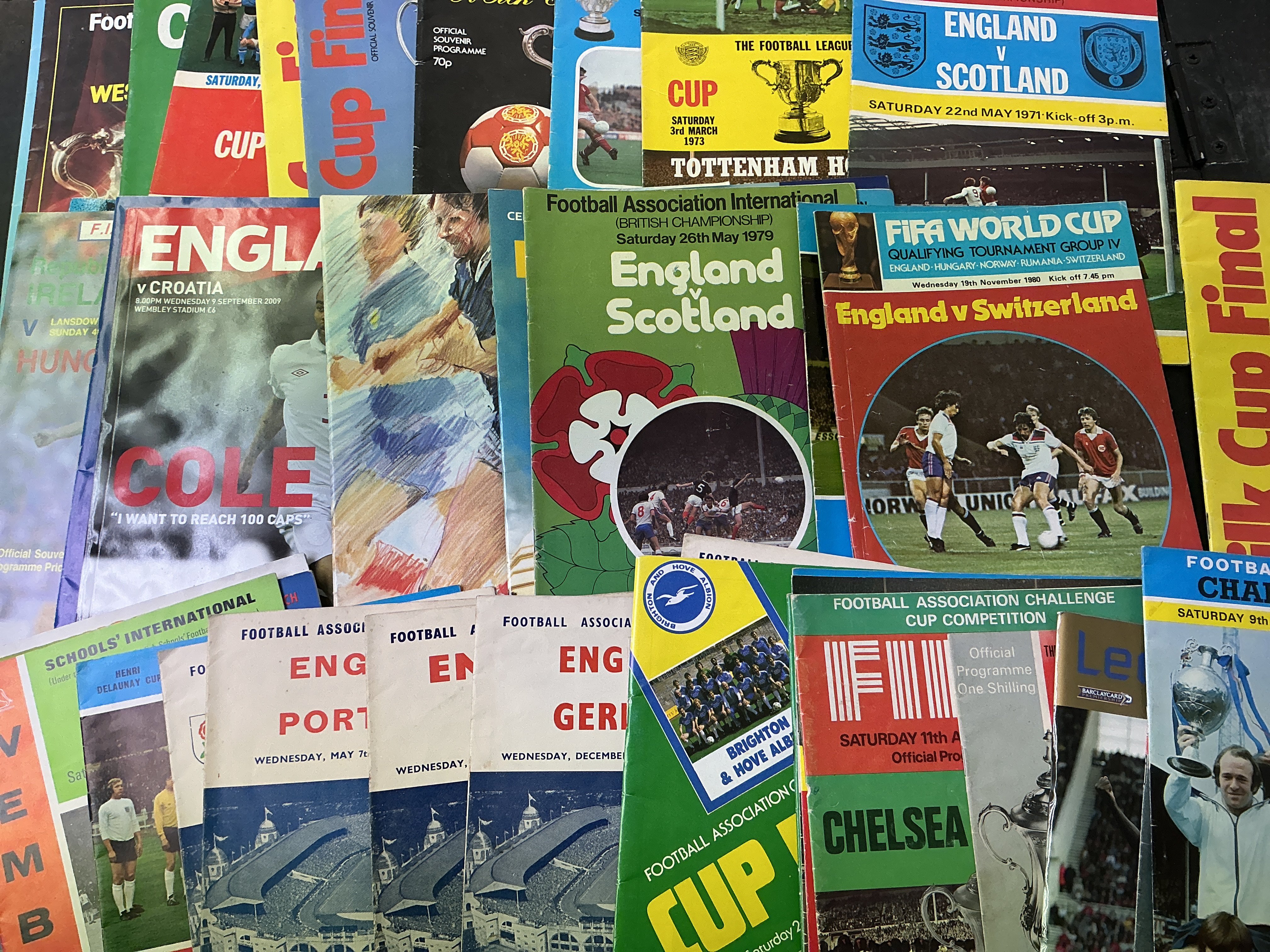 Big Match Football Programmes: Includes FA Cup Finals, League Cup Finals and England Internationals. Instructions to sell. (est 60)