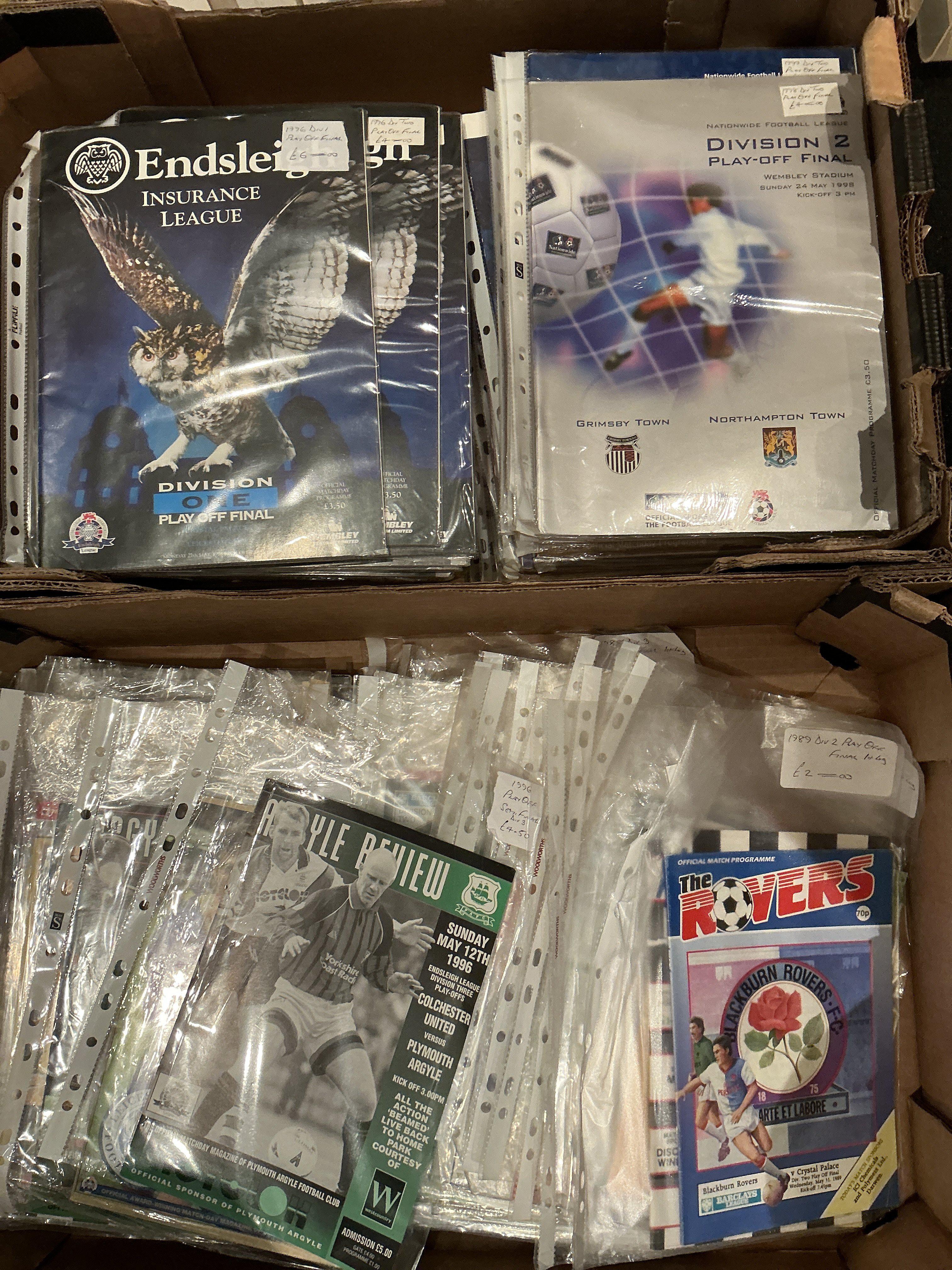 Play Off Final + Semi Final Football Programmes: Excellent condition from 1987 onwards and a chance to start a good collection with instructions to sell. (est 100)